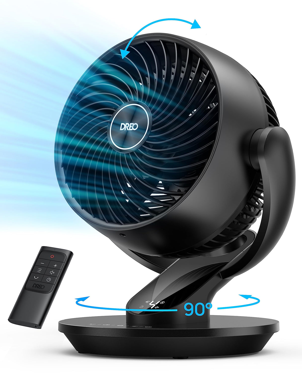 Dreo Table Fans For Home Bedroom, 9 Inch Quiet Oscillating Floor Fan With Remote, Air Circulator Fan For Whole Room, 70Ft Powerf