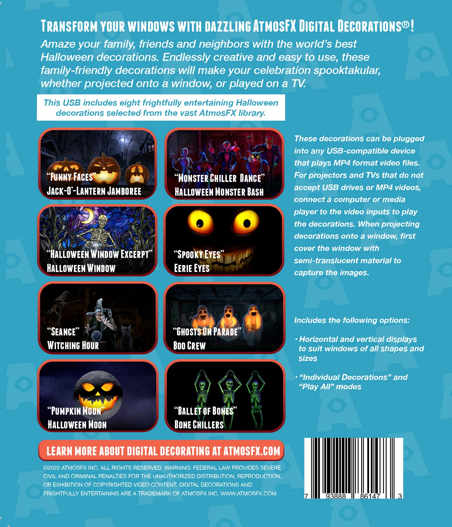 Reaper Brothers Halloween Digital Decoration Kit Includes 8 Atmosfx Video Effects For Halloween Plus Hd Super Bright Projector And 48� X 72� Holographic Projection Screen