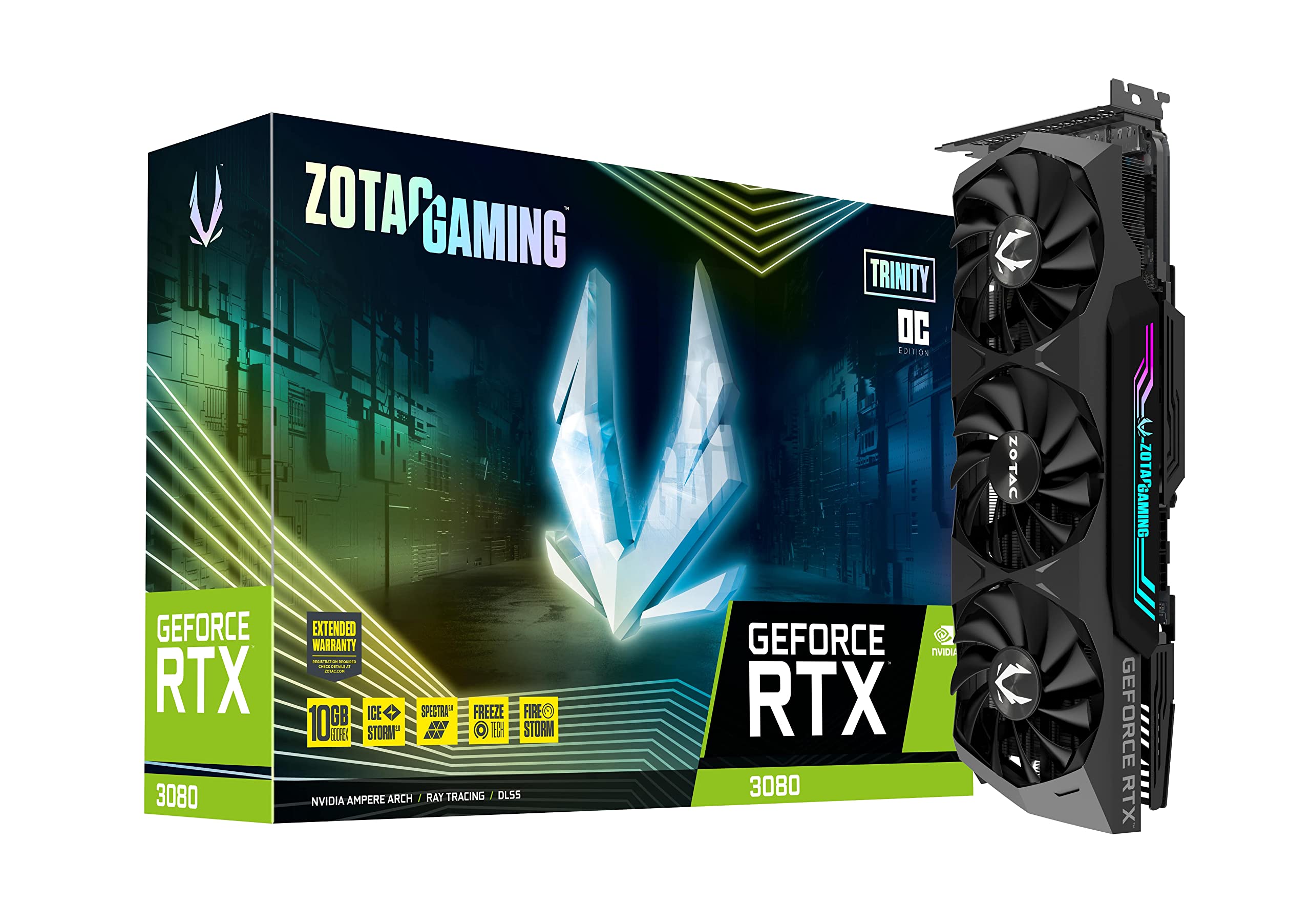 ZOTAC Gaming GeForce RTX 3080 Trinity OC LHR 10GB GDDR6X 320-bit 19 Gbps PCIE 4.0 Gaming Graphics Card, IceStorm 2.0 Advanced Co