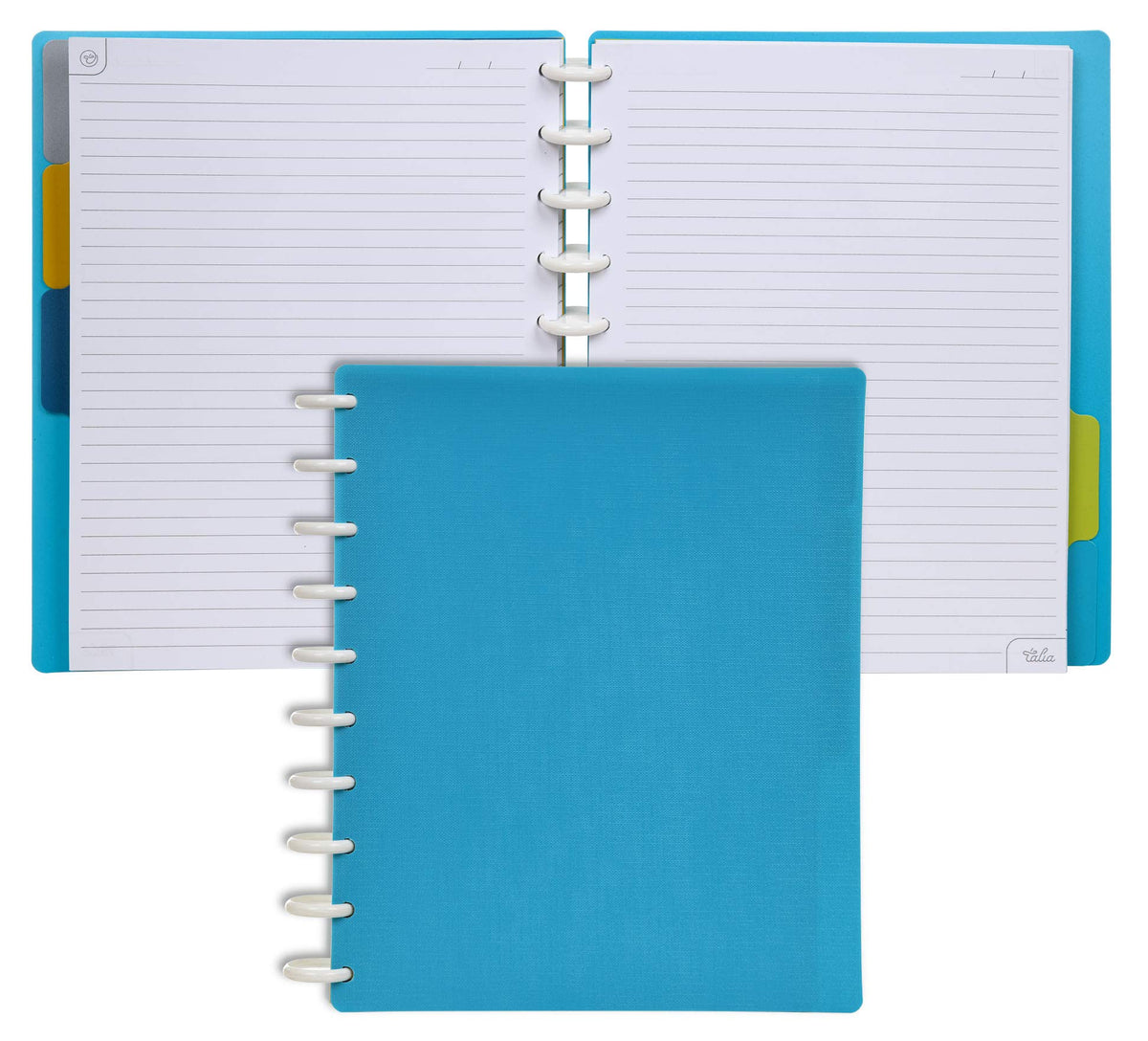 Talia Discbound Notebooks, Planner, Customizable, (Energetic Turquoise, Midsize (75In X 975In))