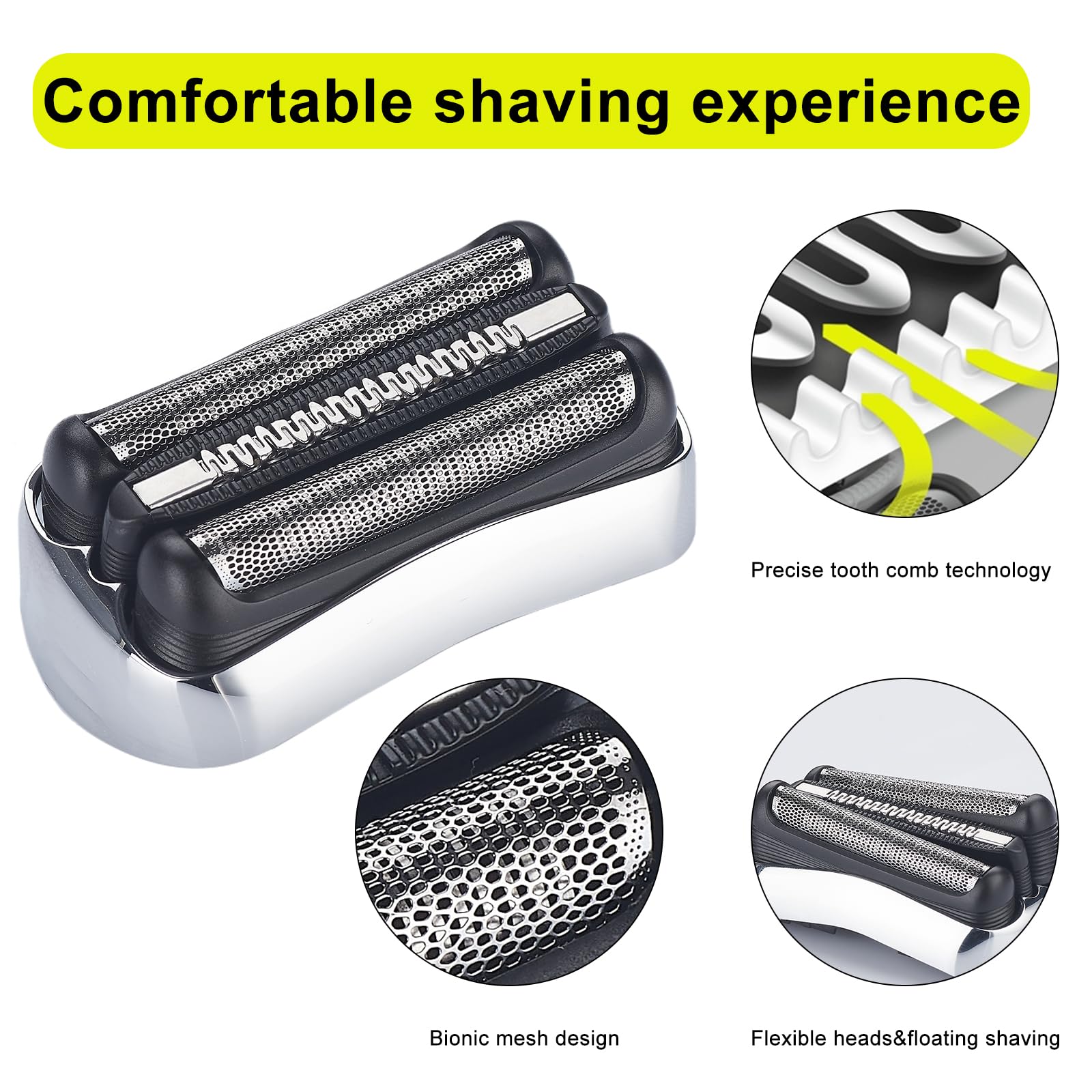 2 Pack Replacement Heads Compatible With Braun Series 3 Electric Shaver For Braun S3 Foil Shaver Fit For Electeic Razor 5409,304