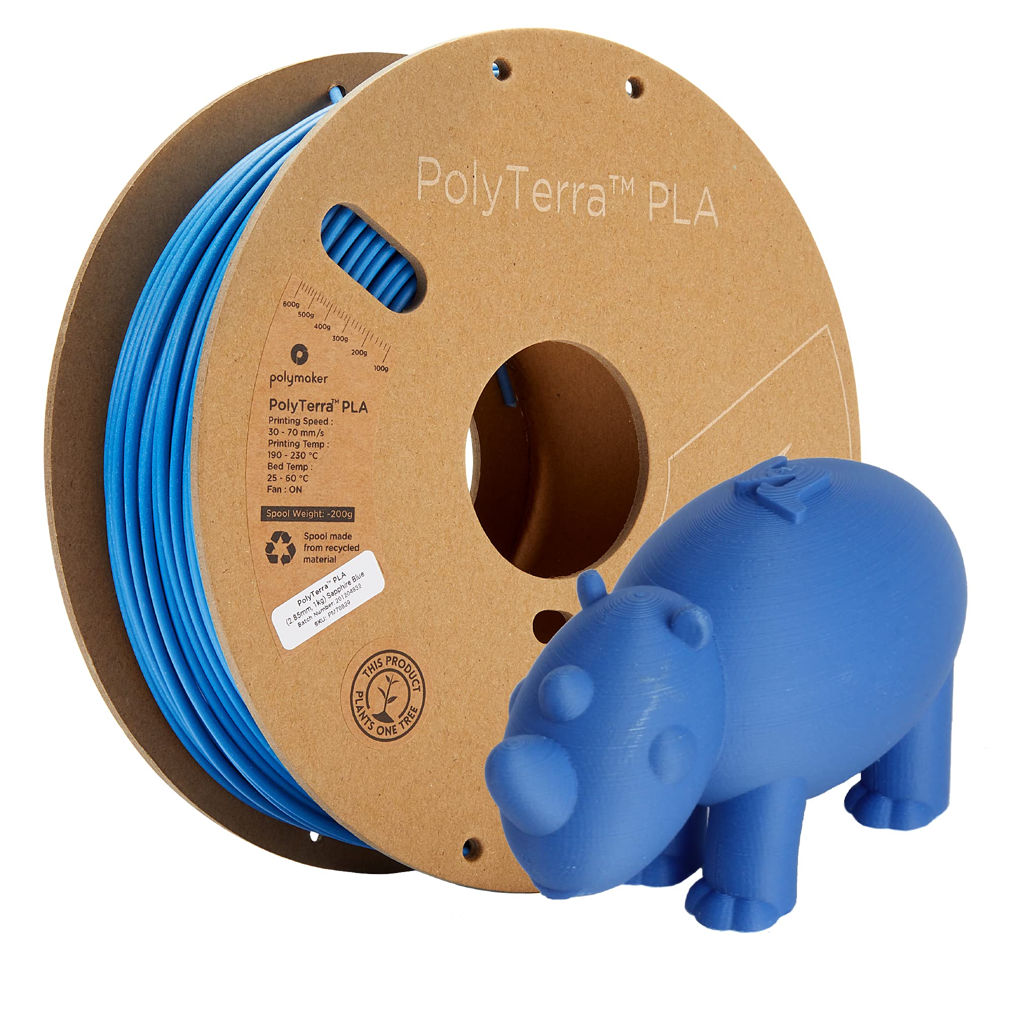 Polymaker Matte PLA Filament Matte Sapphire Blue 2.85mm 1kg 3D Printing Filament, PolyTerra 3D Printer PLA Filament