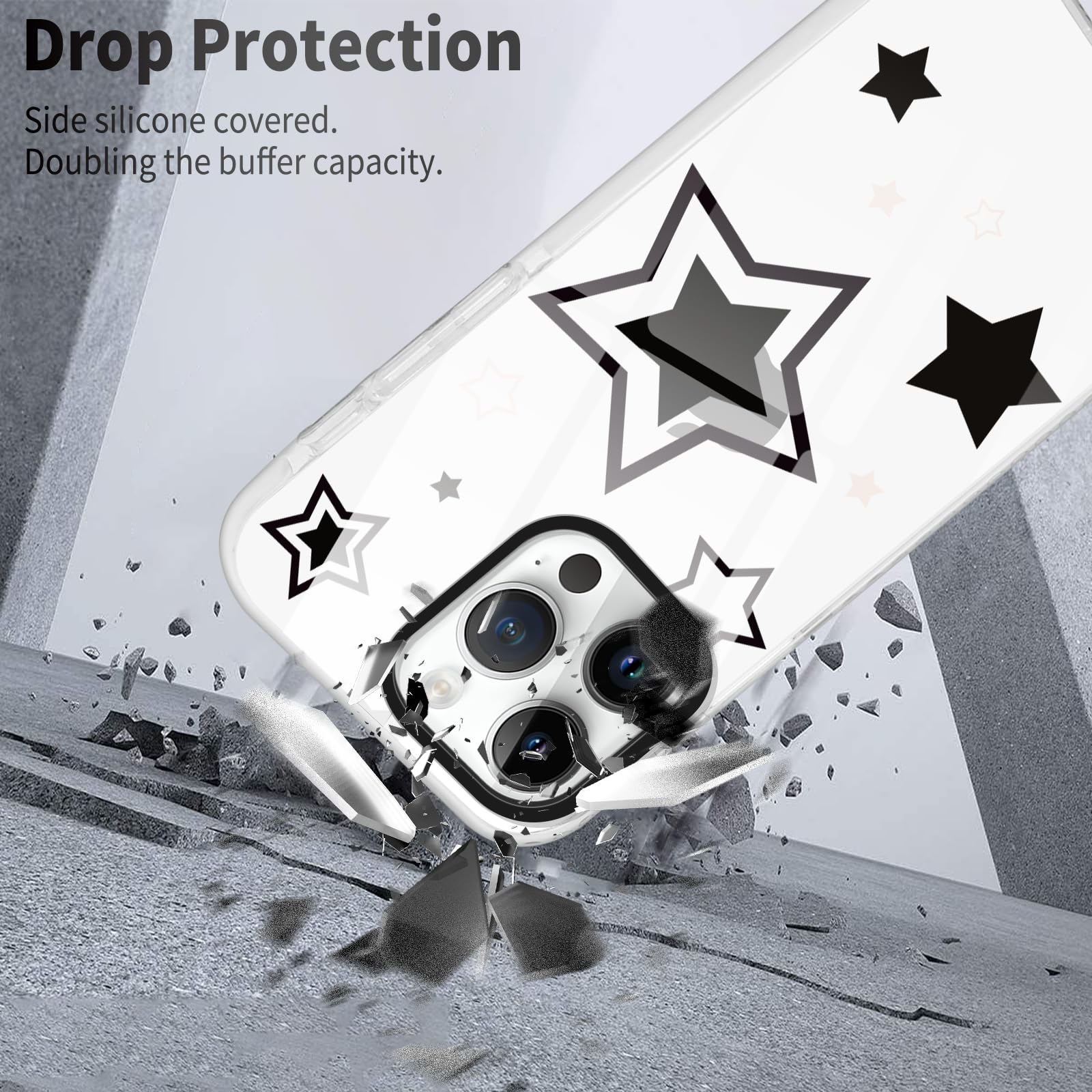 Rumdey 2 Pack Cute Stars Phone Case For Apple Iphone 15 Pro Max 6.7 Inches, Aesthetic Soft Slim Anti Yellowing Shockproof Tpu Fa