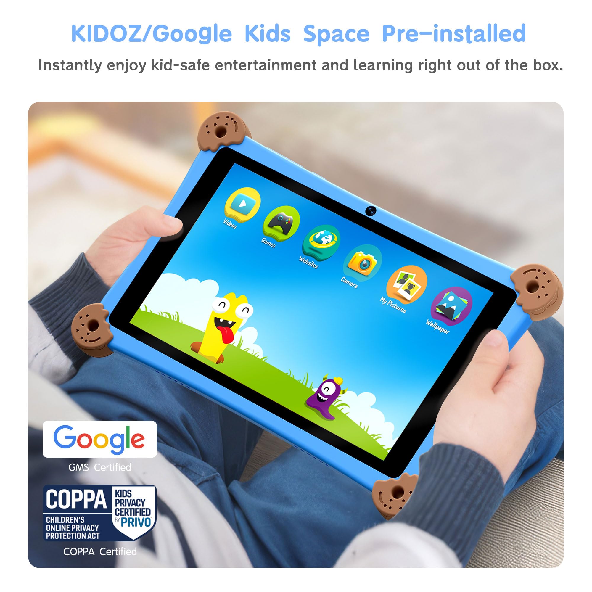 Topsand Kids Tablet, 8 Inch Android 13 Tablet For Kids 3 12 With Kidoz Preinstalled, 6Gb+32Gb Storage, Wifi 6, Quad Core, Parent