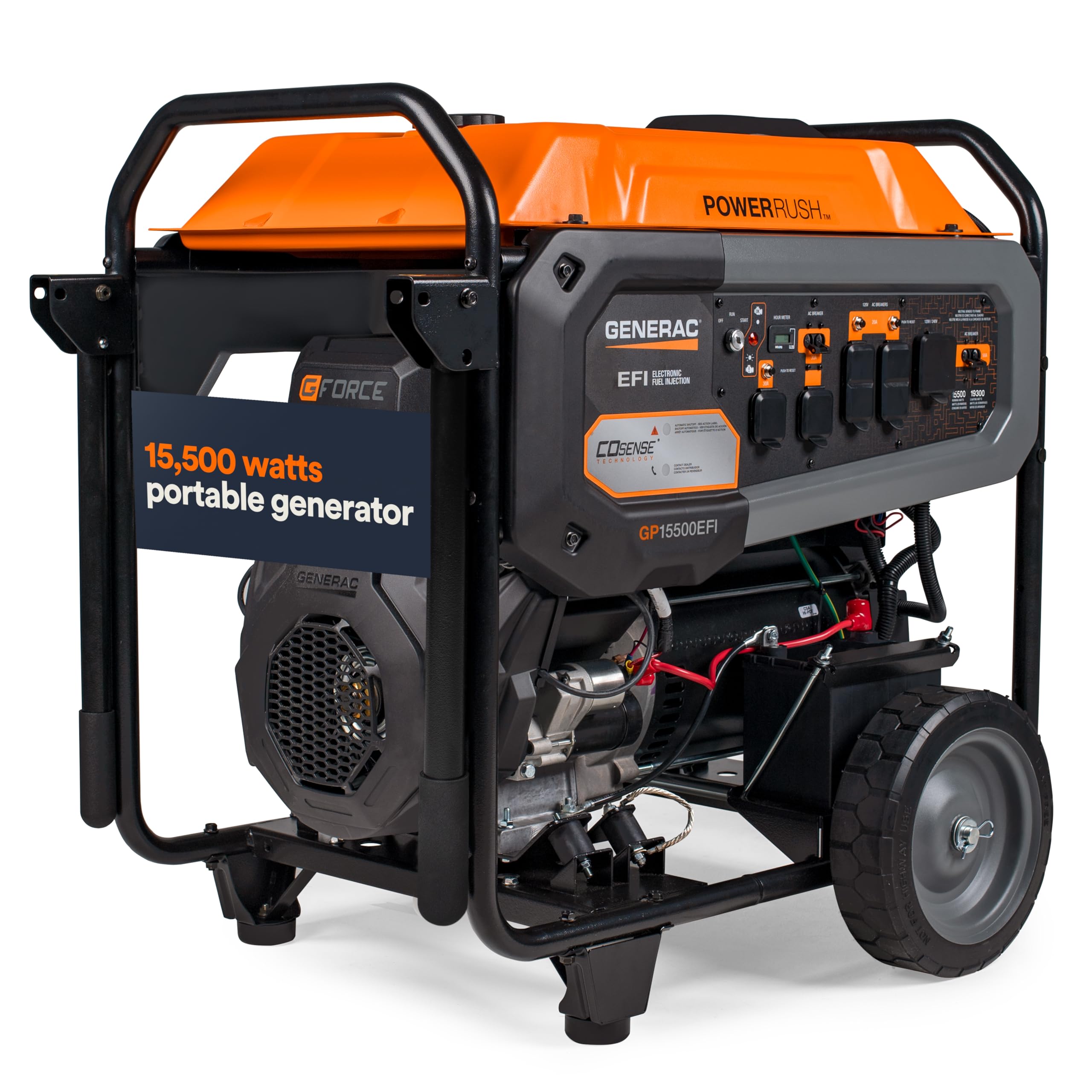Generac 7705 Gp15500Efi 15,500 Watt Gas Powered Portable Generator   Powerful Electronic Fuel Injection Engine   Cosense Technol