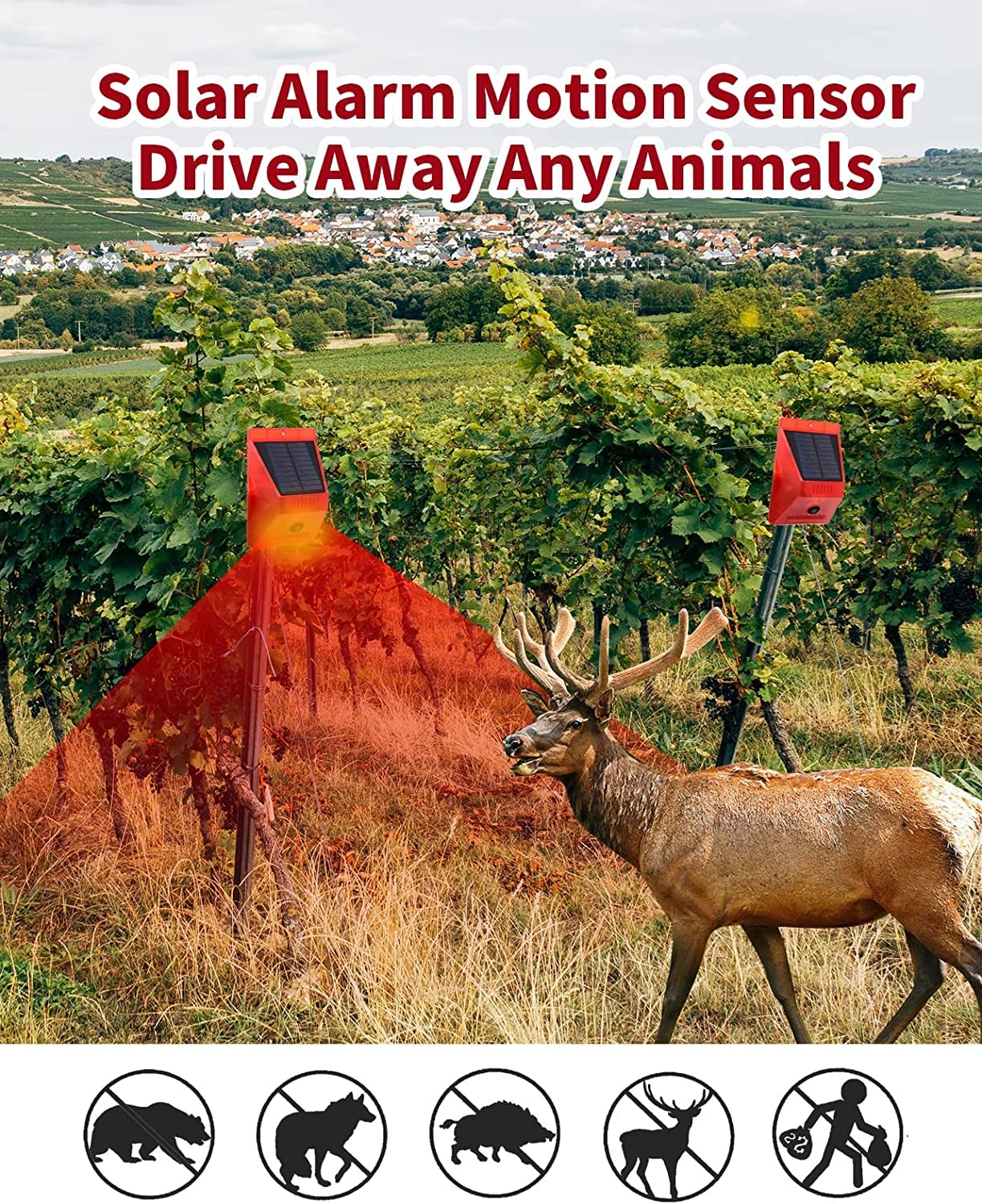 Chunhee Solar Alarm Strobe Light With Remote Control Motion Sensor Detector Outdoor Alarm 129Db Sound Security Siren Ip65 Waterp