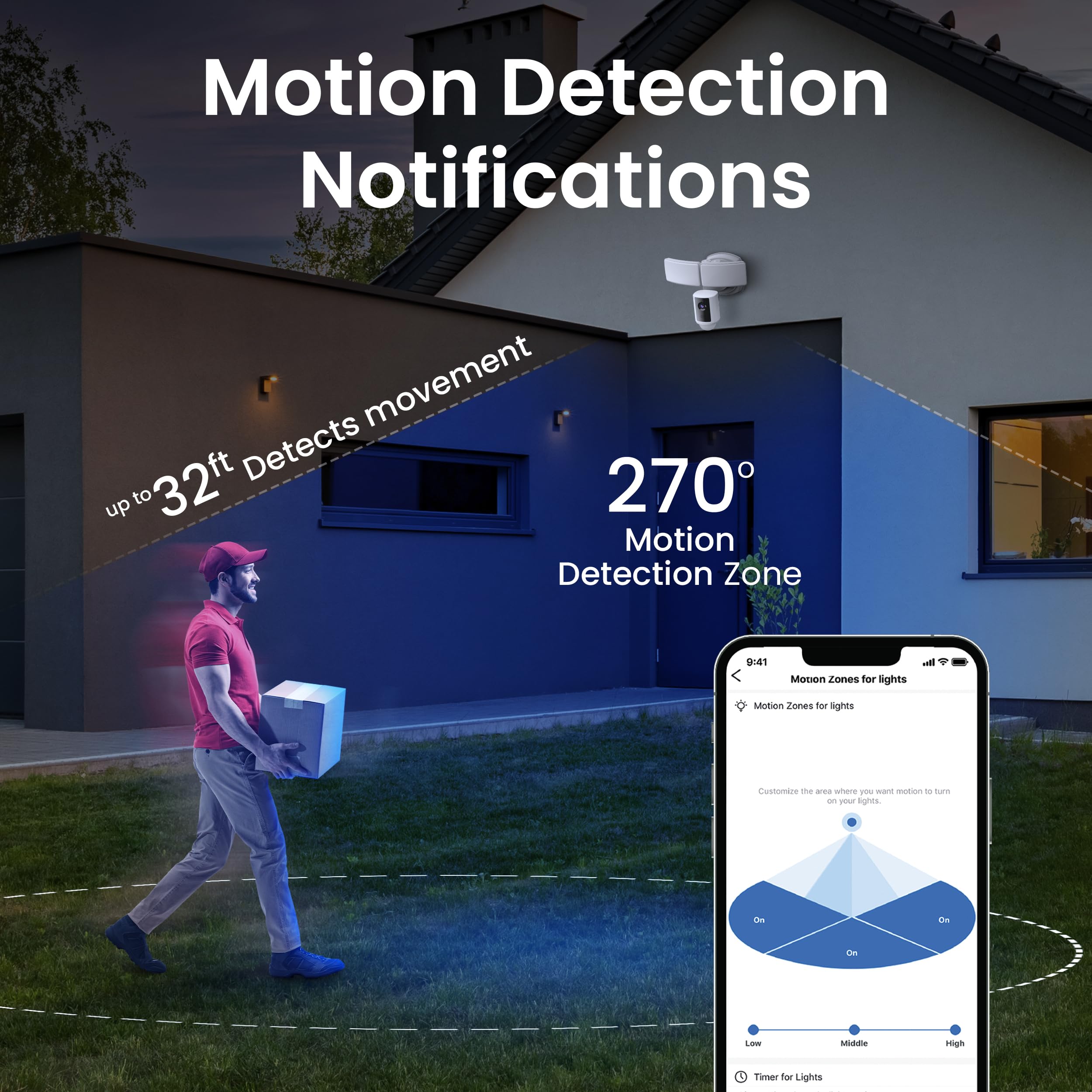 Feit Electric Sec5000/Cam/Wifi Outdoor Led Smart Security Camera With Motion Sensor, 2 Way Audio, 5000 Lumens Floodlight, Works With Alexa And Google Asst, Alarm, Hardwired, Updated Version Of Sec3000