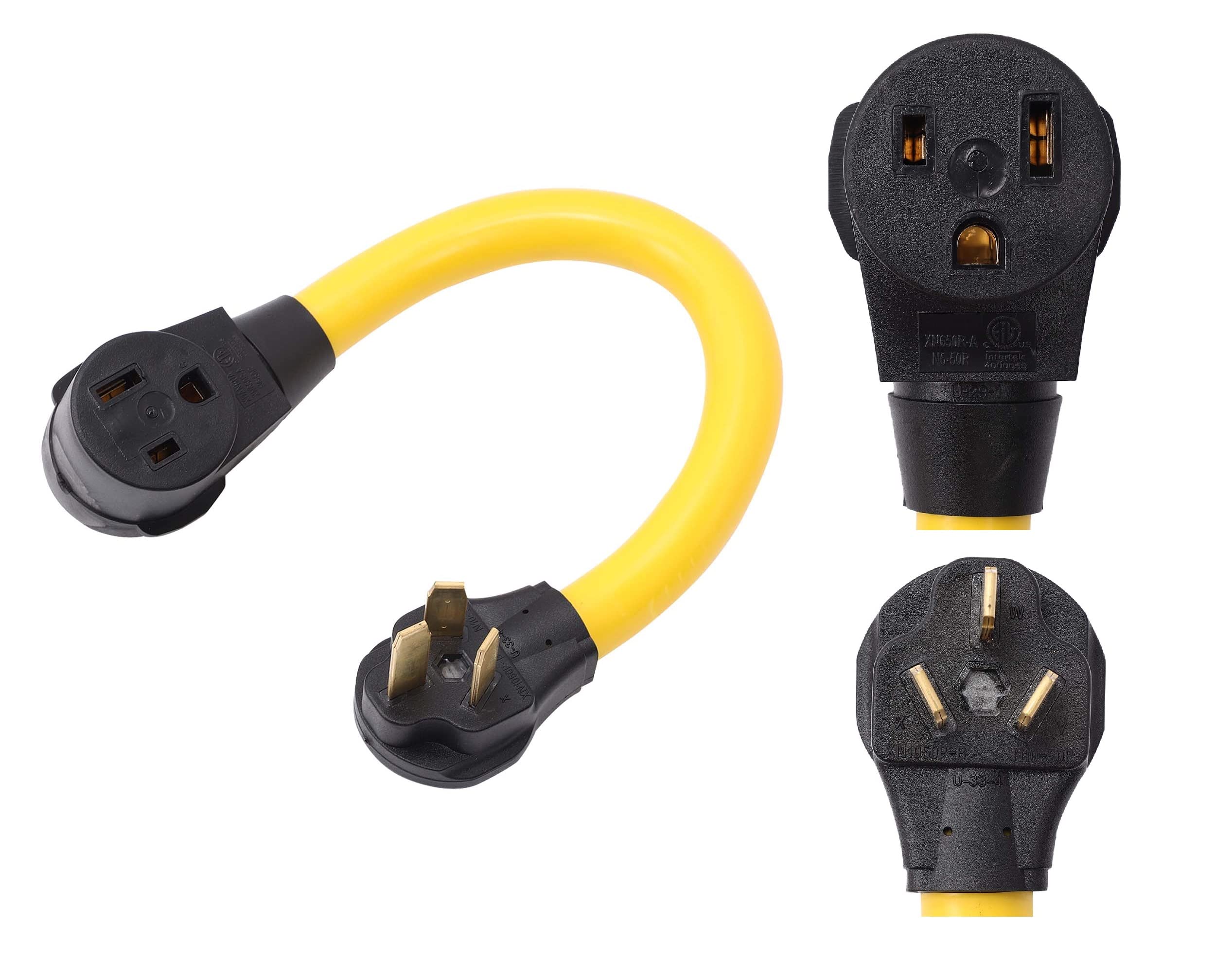 Onetak Nema 10 50P To 6 50R 240V 50 Amp 1.5Ft Stw 6Awg 3 Prong Male Plug To 3 Prong Female Receptacle Welder Welding Ev Charger