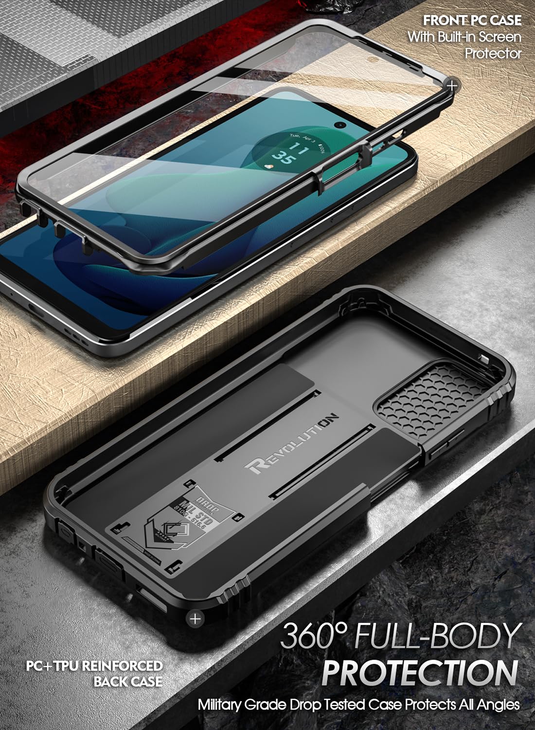 Poetic Revolution Case For Motorola Moto G 5G 2024, [Slide Camera Cover], Full Body Military Grade Rugged Shockproof Cover With