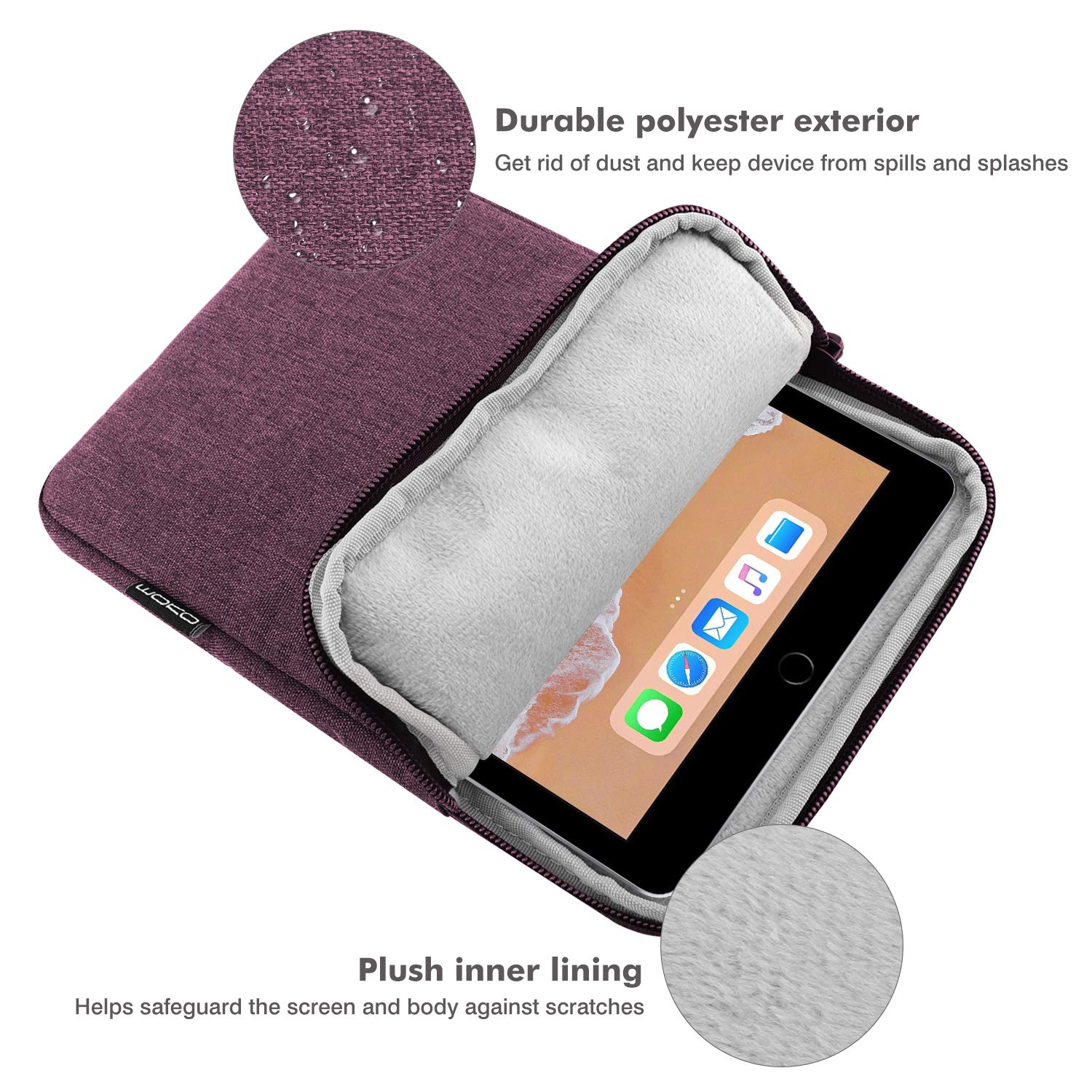 MoKo 9 11 Inch Tablet Sleeve Bag Carrying Case Fits New 11 inch iPad Pro M4/iPad Air M2 2024, iPad Air 5/4/3 10.9'/10.5', iPad Pro 11 M2, iPad 10th 10.9, iPad 9/8th Gen 10.2, Tab S8/S9 11', Purple