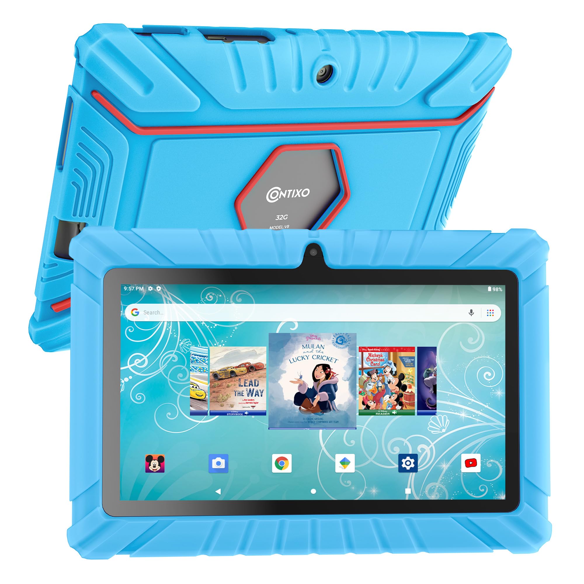 Contixo Kids Tablet, V8 7� Toddler Tablet, 16Gb Android 11 Tablet With Case, Learning Games Included, Parental Control Family Link, Wifi Dual Camera, Teacher Approved Tablet For Kids, Blue 2022