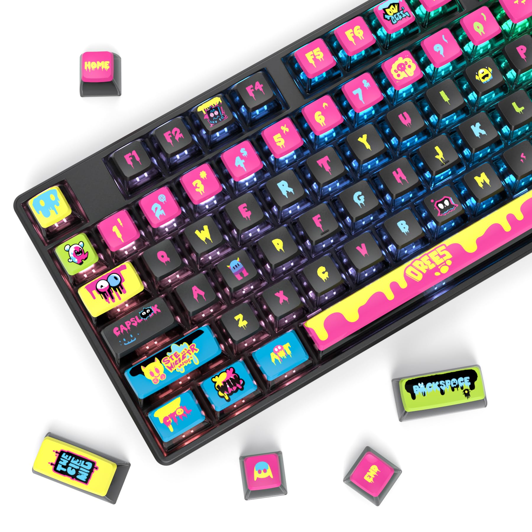 Fogruaden Pudding Keycaps 60 Percent, 120 Dye Sublimation Keycaps Set, Asa Profile Custom Keycaps For Cherry Gateron Mx Switches