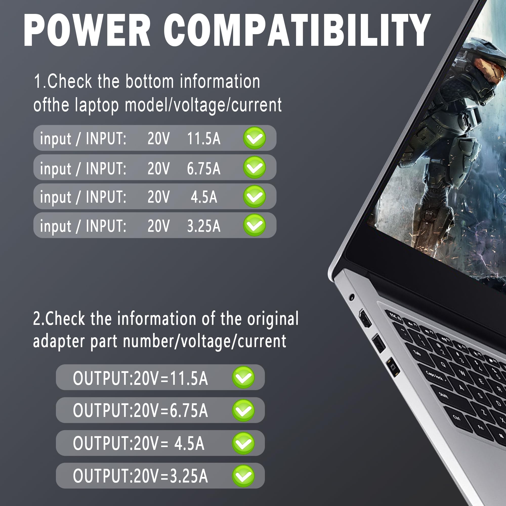 20V 6.75A 135W Ac Power Adapter Laptop Charger Compatible With Lenovo Ideapad Y40 70 Y50 70 Y50 70Am Ifi Y70 70 Y700 Z710 Power Cord