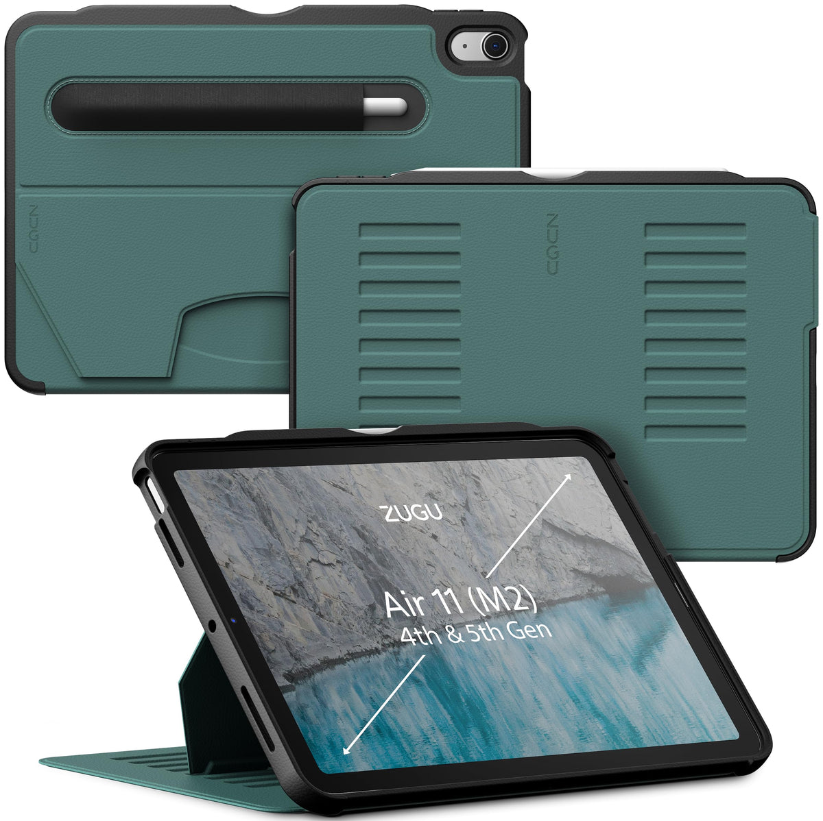 Zugu Case For Ipad Air (M2) 11 Inch (2024) Ipad Air 4 & 5 10.9 Inch (2020/2022)   Protective, Ultra Thin, Magnetic Stand, Sleep/Wake Cover   Pine