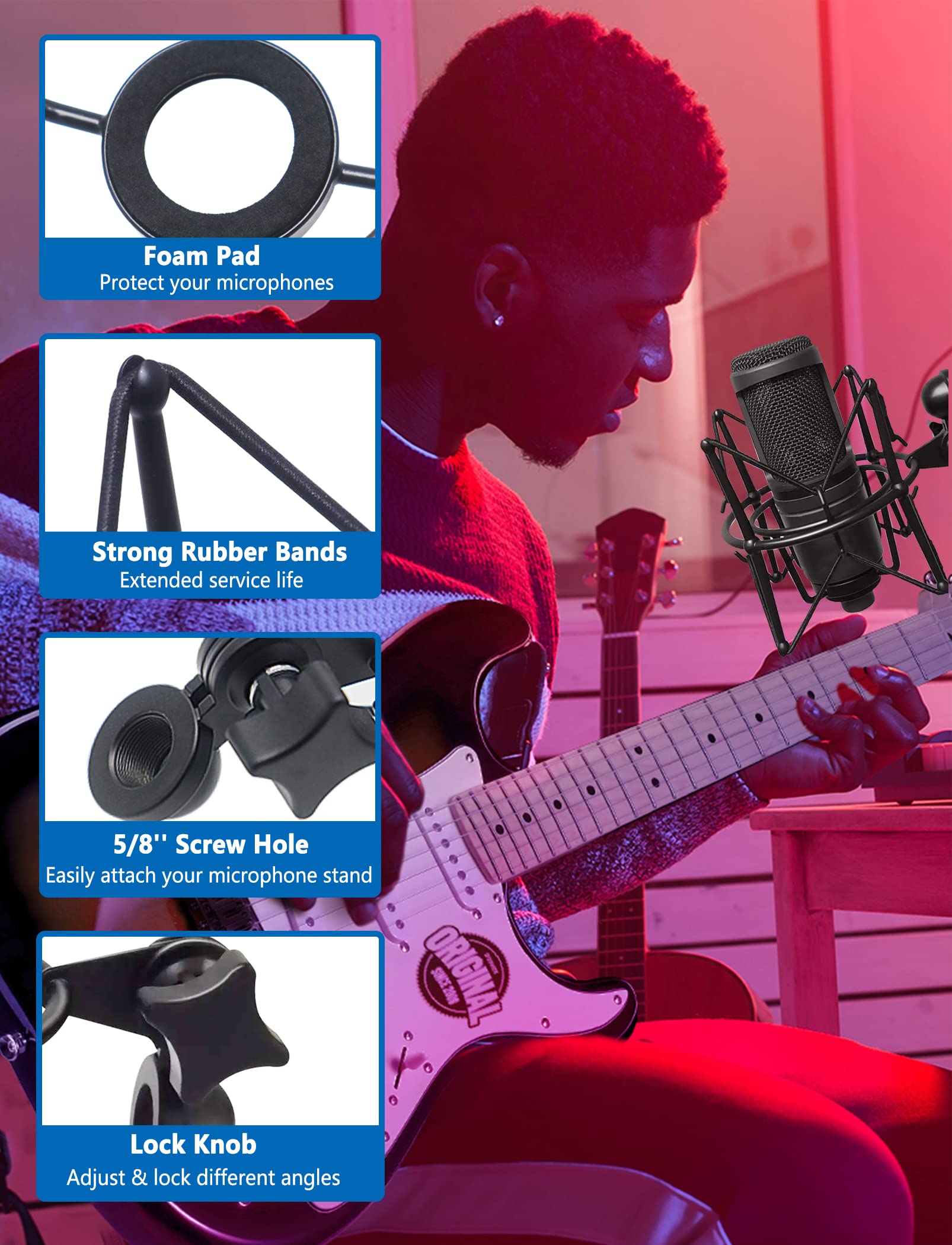 Suuntok Microphone Shock Mount Universal Mic Holder Spider Recording Mic Shockmount Stand Compatible With Many Condenser Mics Li