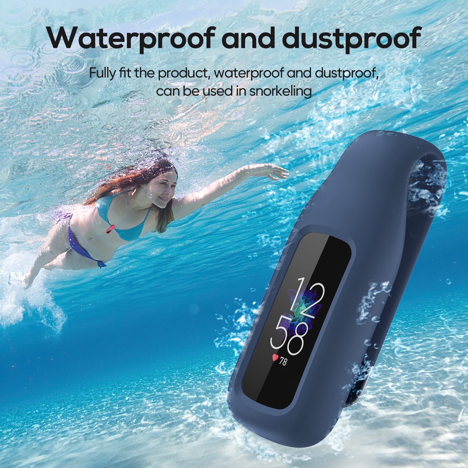 Eeweca 2 Pack Clip For Fitbit Luxe, Clip Holder Compatible With Fitbit Luxe, Black + Midnight Blue