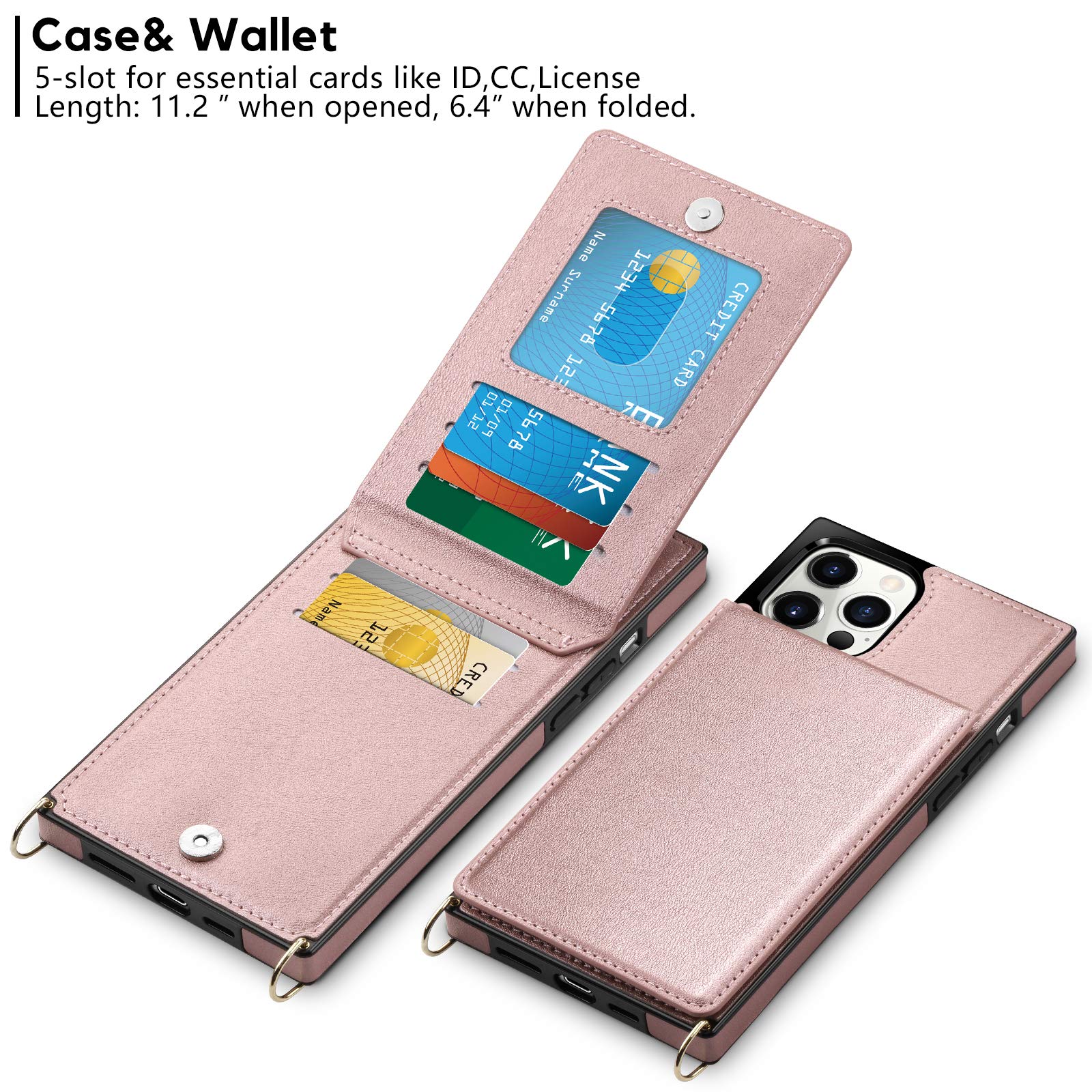 Vofolen For Iphone 12 Pro Max Case Wallet With Card Holder Crossbody Lanyard Strap Magnetic Clasp Heavy Duty Protective Leather