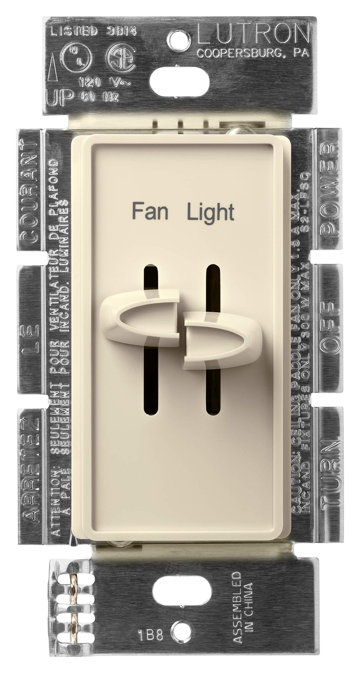 Lutron Skylark 3 Speed Combination Fan And Light Control, 1.5 Amp, Single Pole, S2 Lfsq Al, Almond