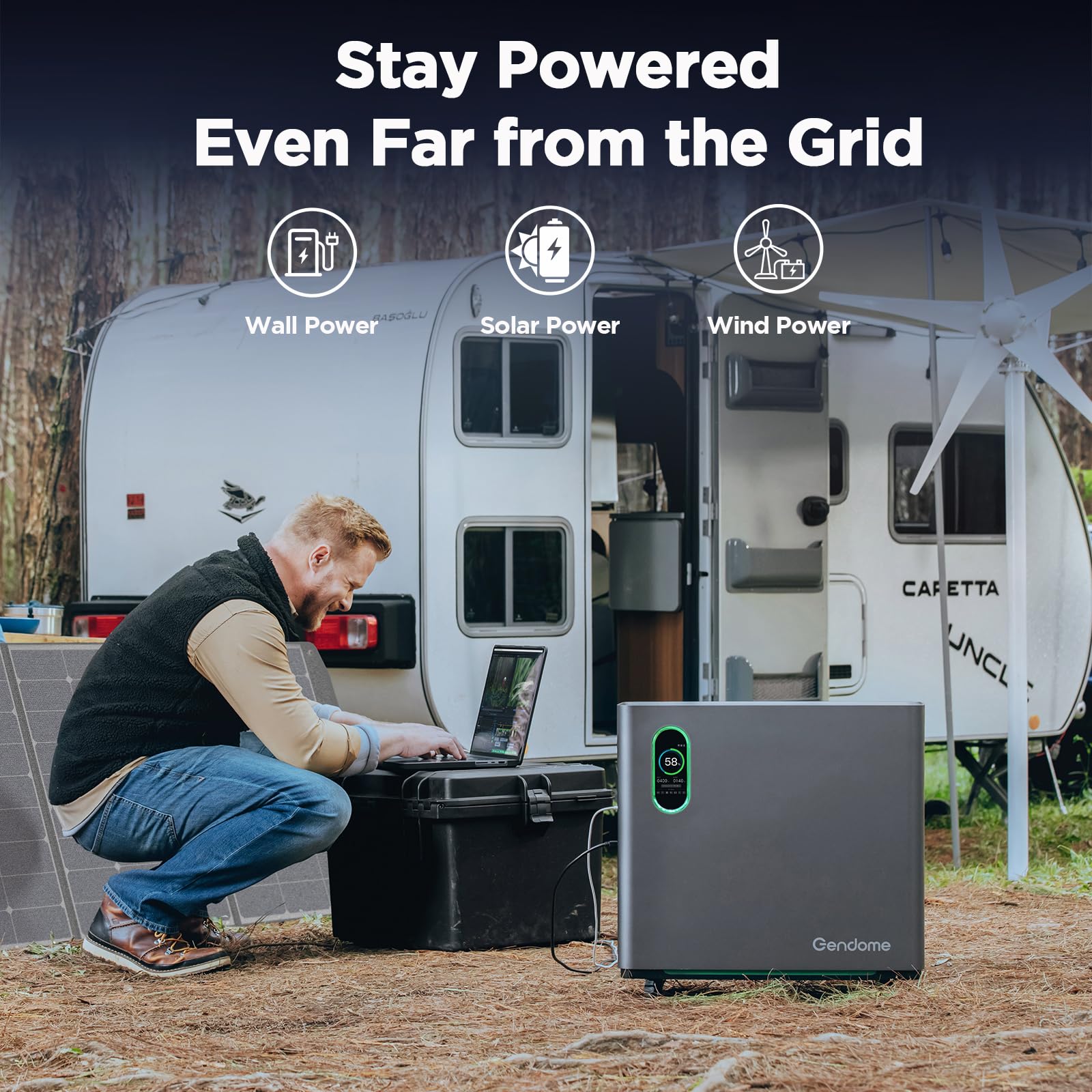 Gendome Portable Power Station Home3000, 3072Wh Lifepo4 Battery, 3000W Ac/140W Usb-C Output, 17 Output Ports, Power Station For