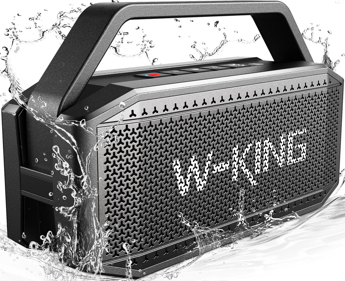 W King 100W Peak Bluetooth Speaker Portable Wireless Loud Outdoor Waterproof, Ex Large Passive Radiator All Round Deep Bass, 60W Ipx6 Party Large Speaker Boombox 2 Subwoofer, 40H/Power Bank/Tf/Aux/Eq