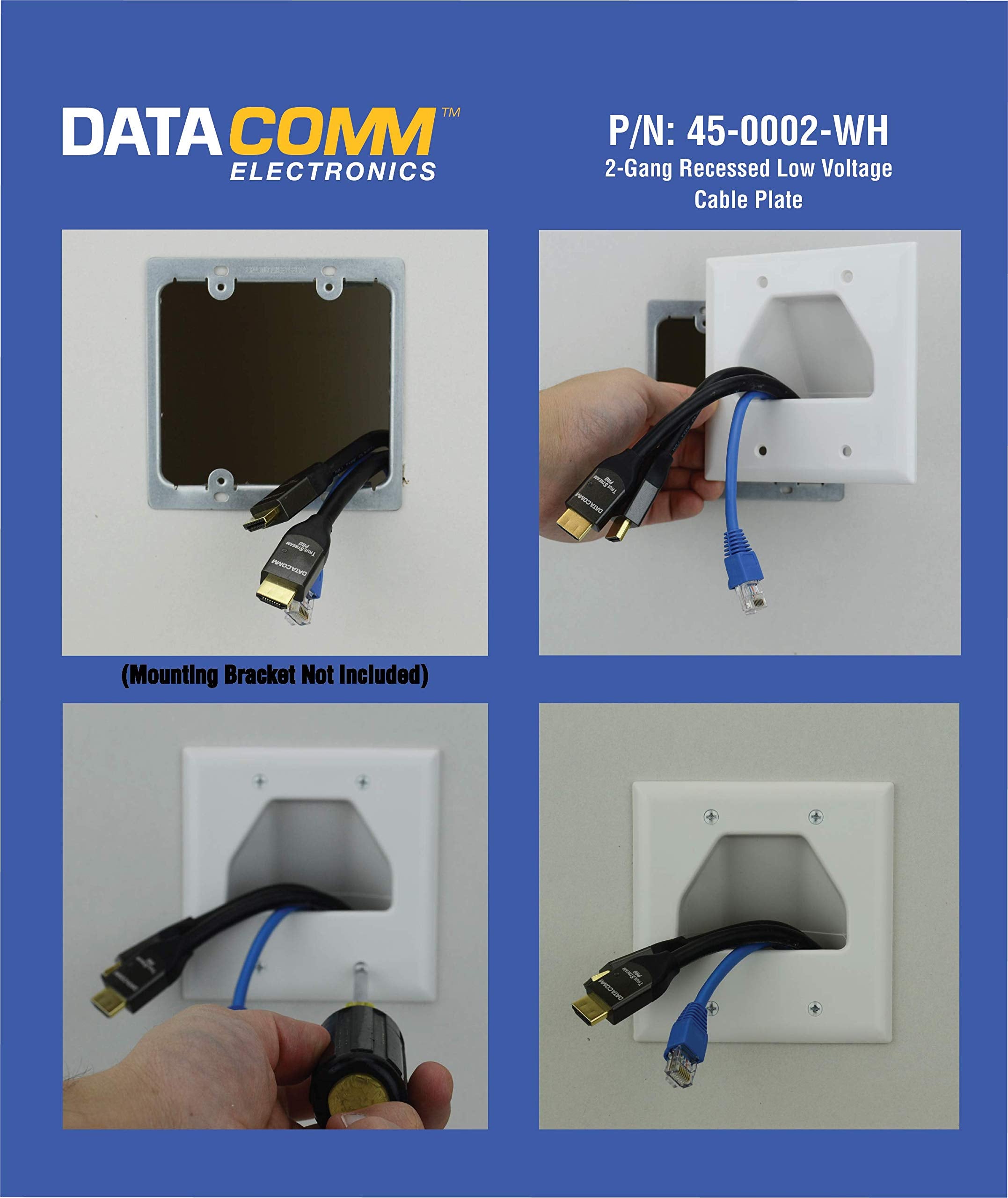 Data Comm Electronics 45 0002 Br 2 Gang Recessed Low Voltage Cable Plate   Brown