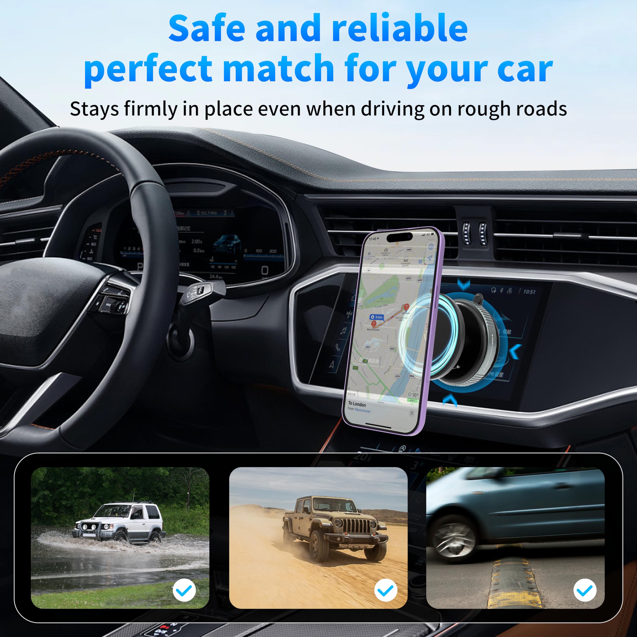 Otuoor 360 Adjustable Vacuum Magnetic Suction Cup Phone Mount, Magnetic Phone Holder For Car/Gym/Travel/Mirror/Smooth Surface, S