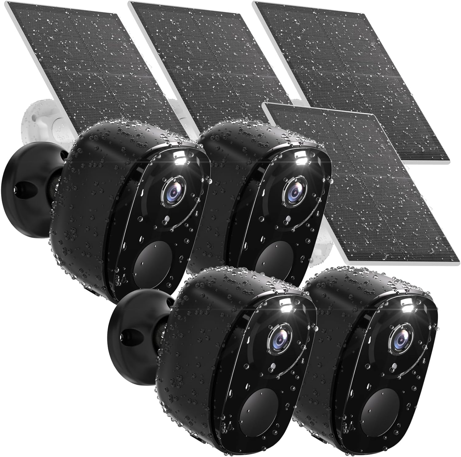 Rraycom Security Cameras Wireless Outdoor: 4Pc Cameras For Home Security With Solar Panel Battery Powered Wifi Solar Cameras With Color Night Vision, Ai Motion Detection, Waterproof, Works Alexa