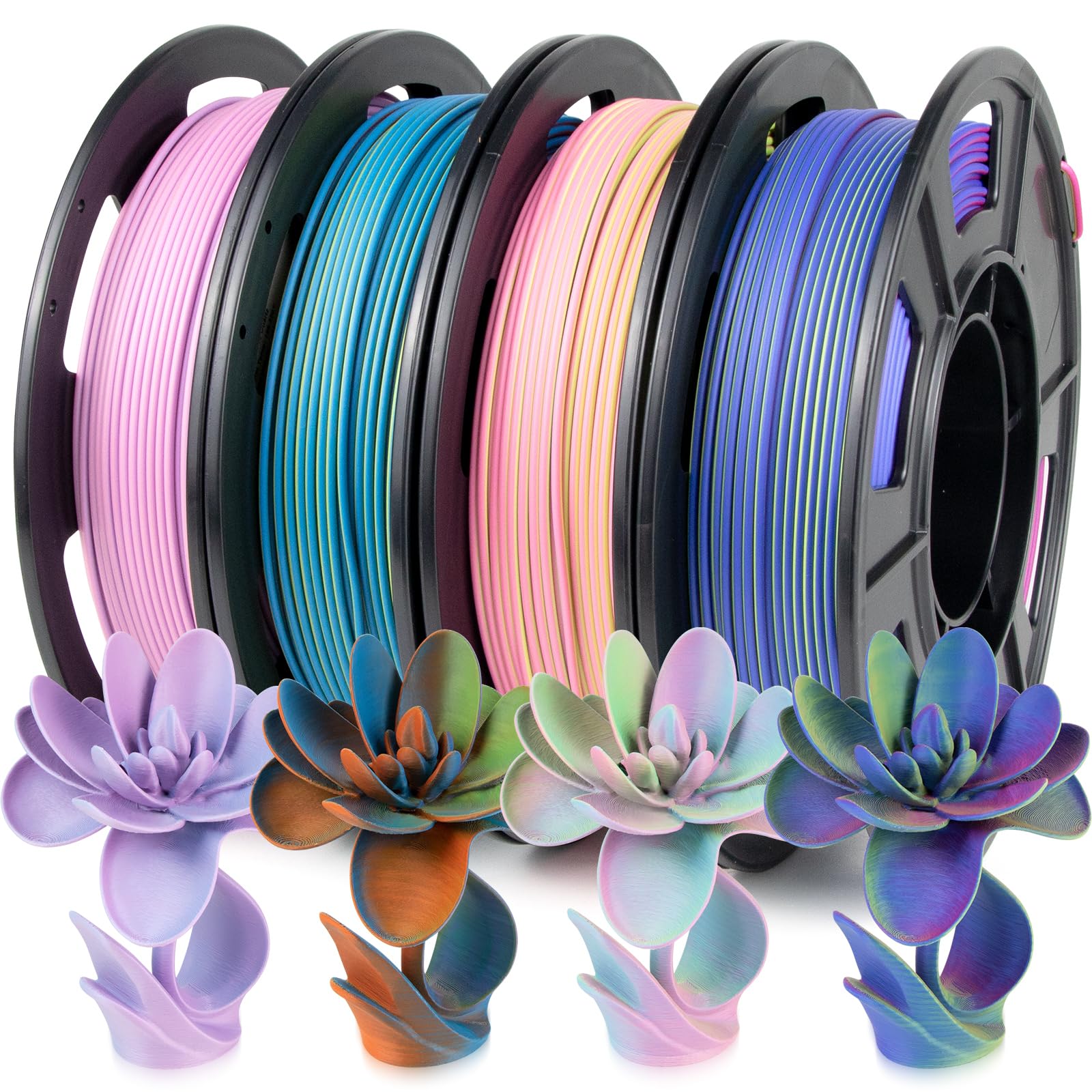 iSANMATE Matte Tri Color Filament Bundle, 3-in-1 Color Rainbow Filament Bundle, 3D Printer Filament Coextrusion 3D Filament, Rap