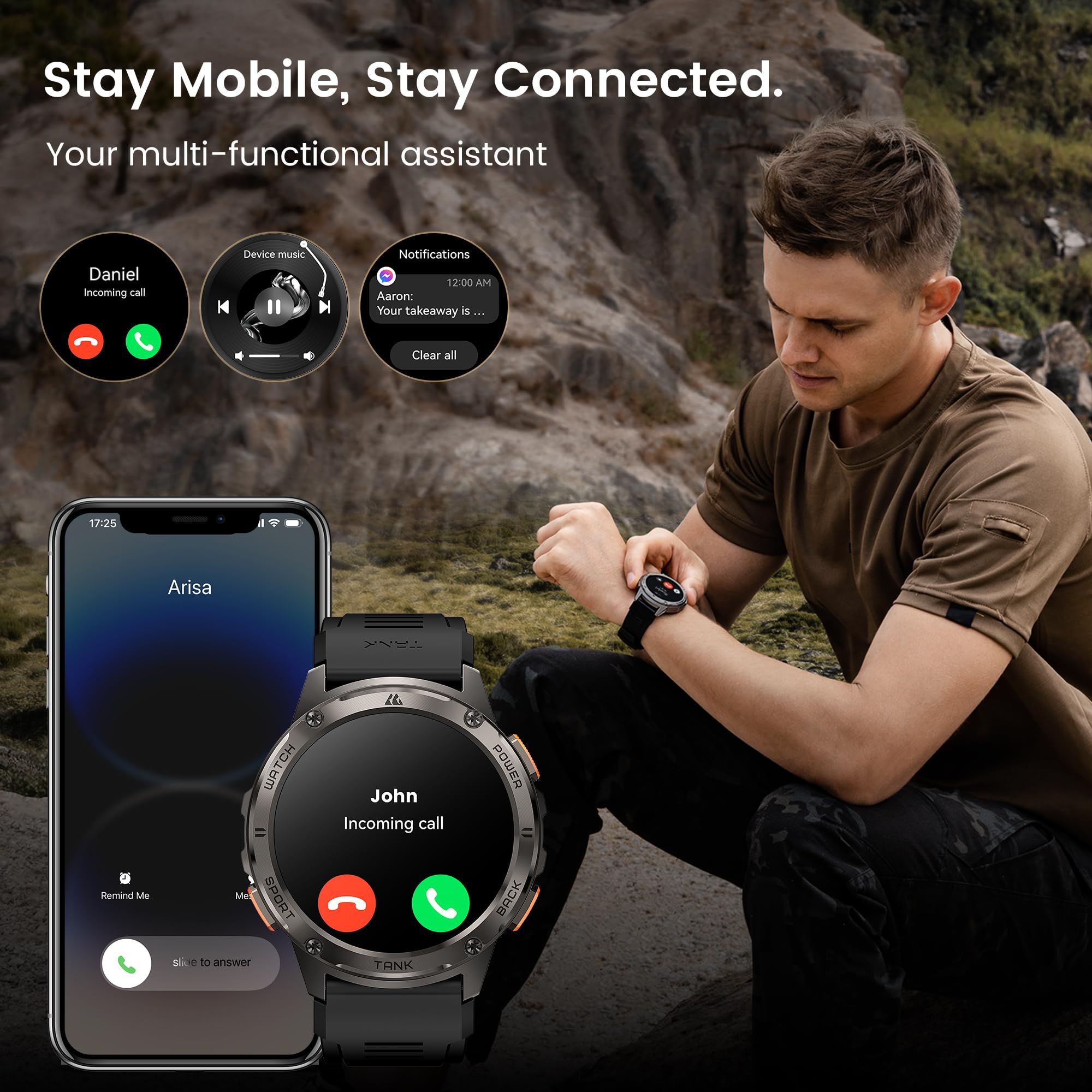 Kospet Smart Watch For Men, 60 Days Extra Long Battery, 50M Waterproof For Swimming, Rugged Military Full Metal Body Smartwatch, 1.43� Amoled Always On Display Fitness Watch(Answer/Make Calls)Ai Voice