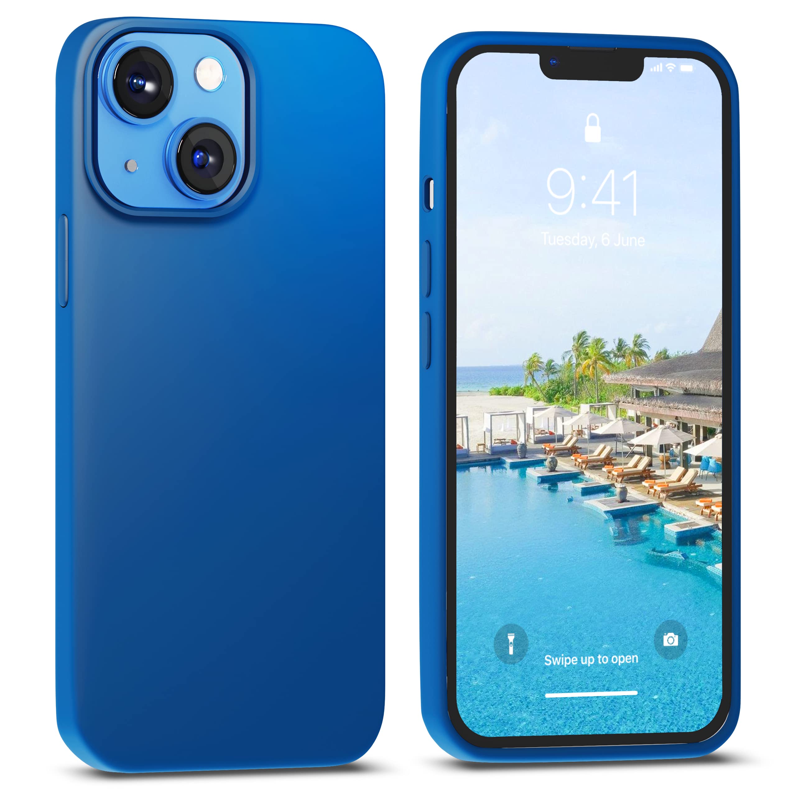 Icesword Iphone 14 Case Blue (2022), Liquid Silicone Case Phone Cover Slim Full Body Protective, Soft Anti Scratch Microfiber Li