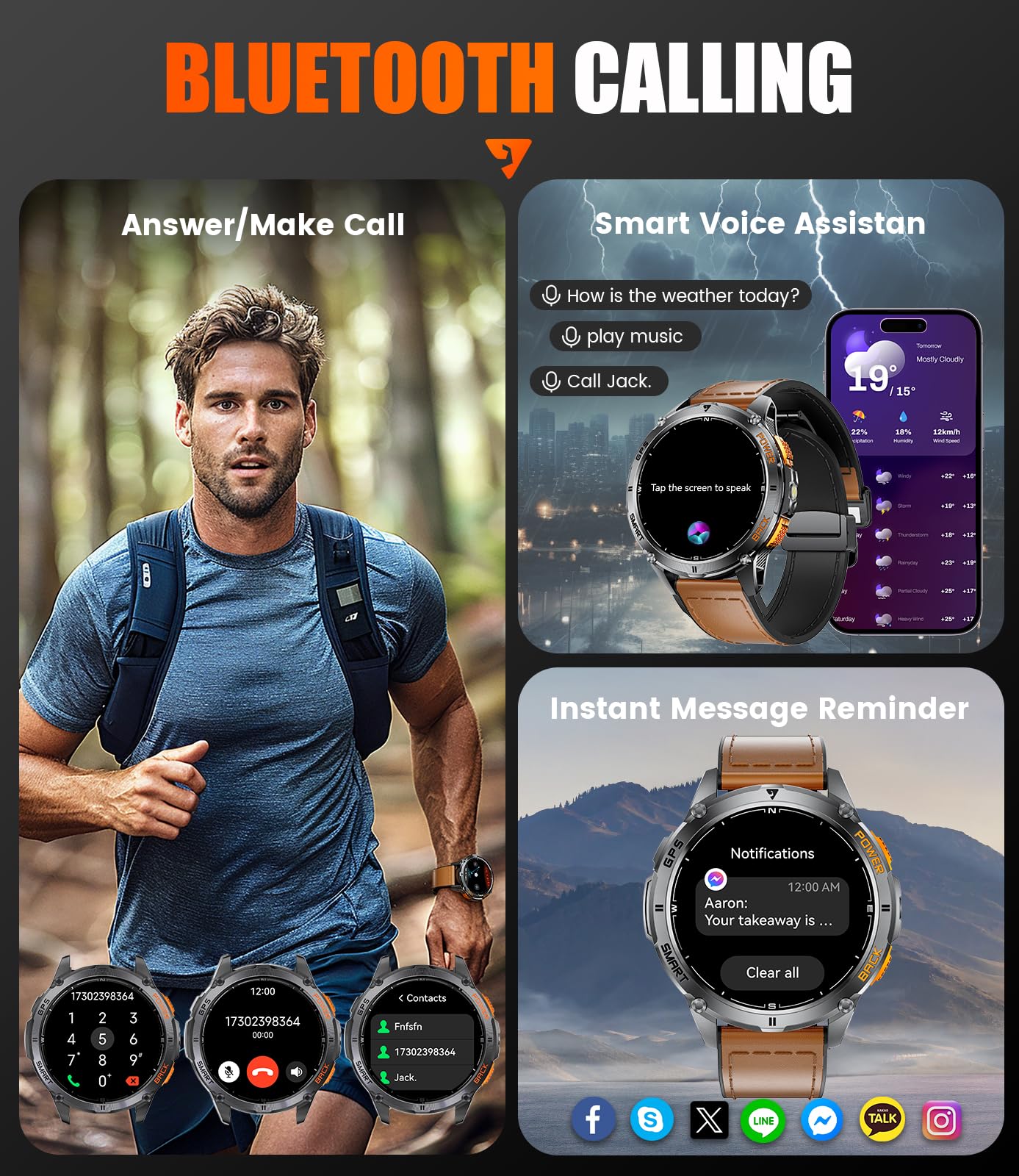 Foxbox Gps Smart Watch For Men With Led Flashlight, 530Mah Extra Large Battery, 1.43'' Amoled Military Smartwatch Answer/Make Ca