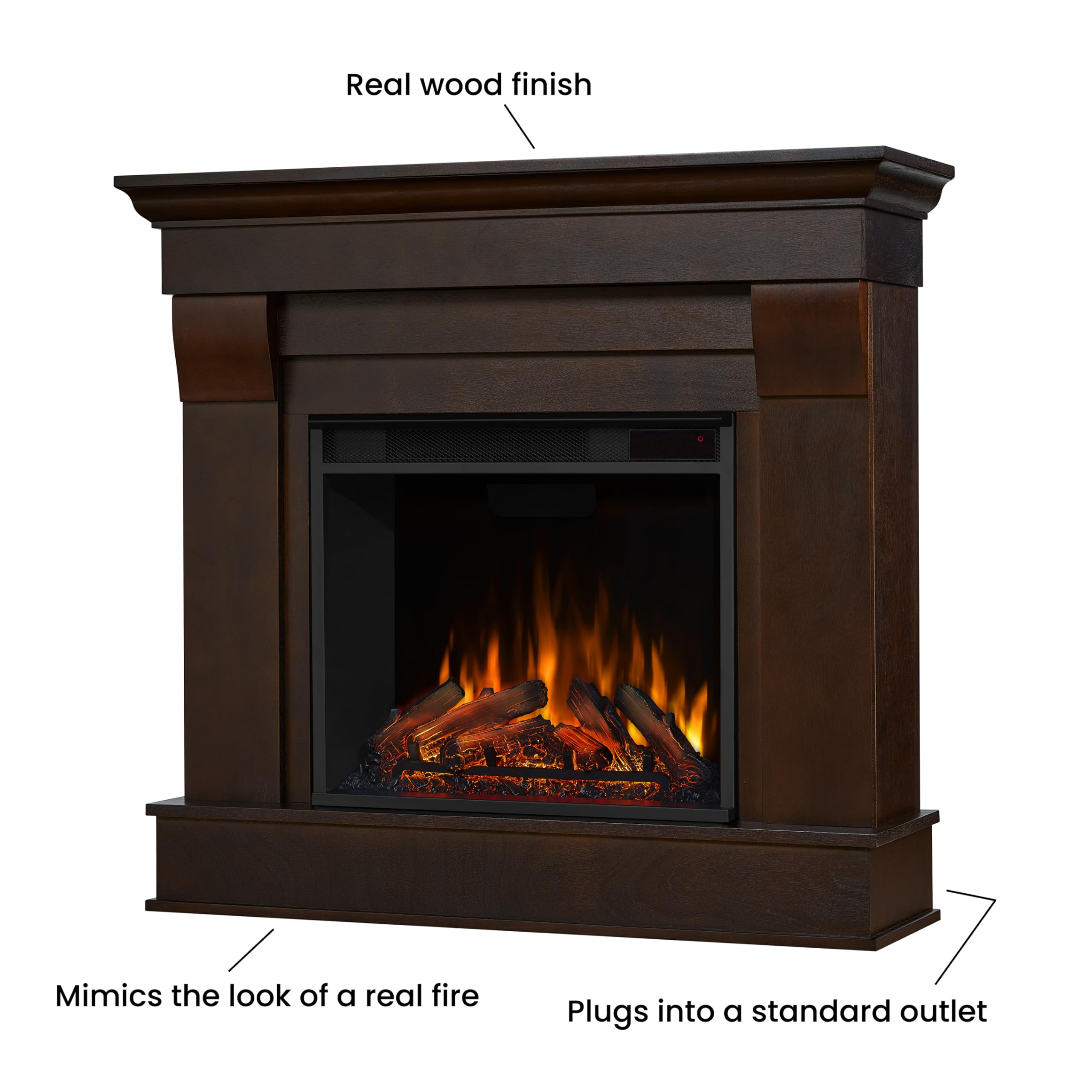 Real Flame 5910E Dw Chateau Fireplace, Small, Dark Walnut