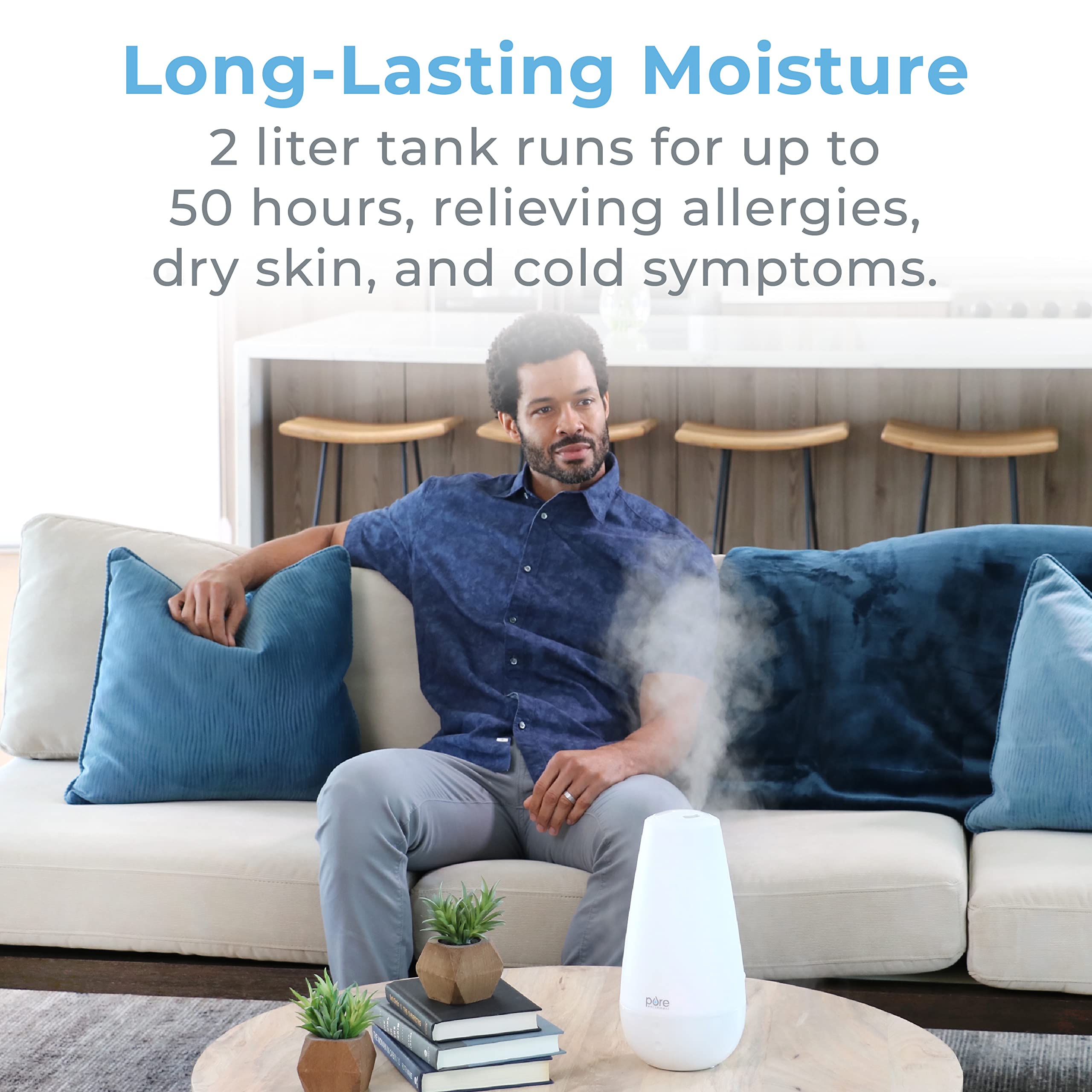 Pure Enrichment Purespa Xl 3 In 1 Cool Mist Humidifier, Essential Oil Diffuser & Mood Light   2L Tank Provides Powerful Mist Cov