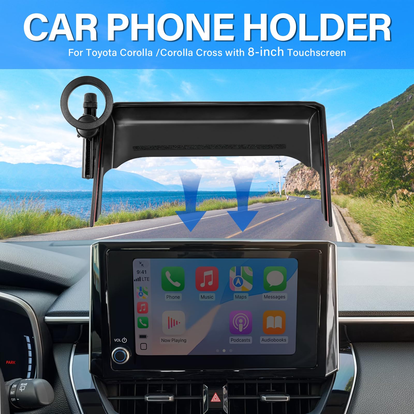 Mochent For Magsafe Car Phone Holder For Toyota Corolla 2019-2025 Corolla Cross 2022-2025 Corolla, 8-Inch Screen Fixed Clip, Mag
