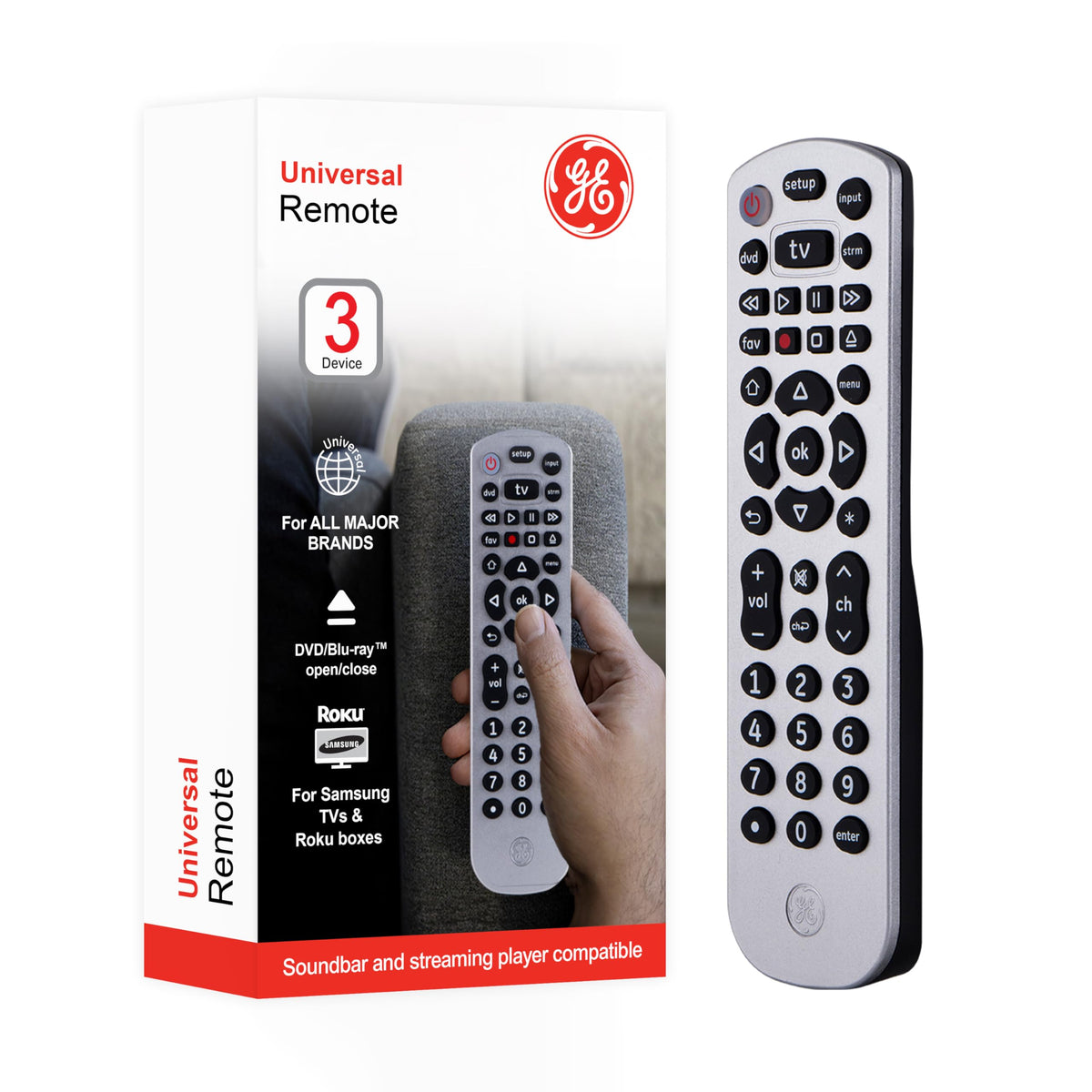 Ge Universal Remote Control For Samsung, Vizio, Lg, Sony, Sharp, Roku, Apple Tv, Tlc, Panasonic, Smart Tvs, Streaming Players, B