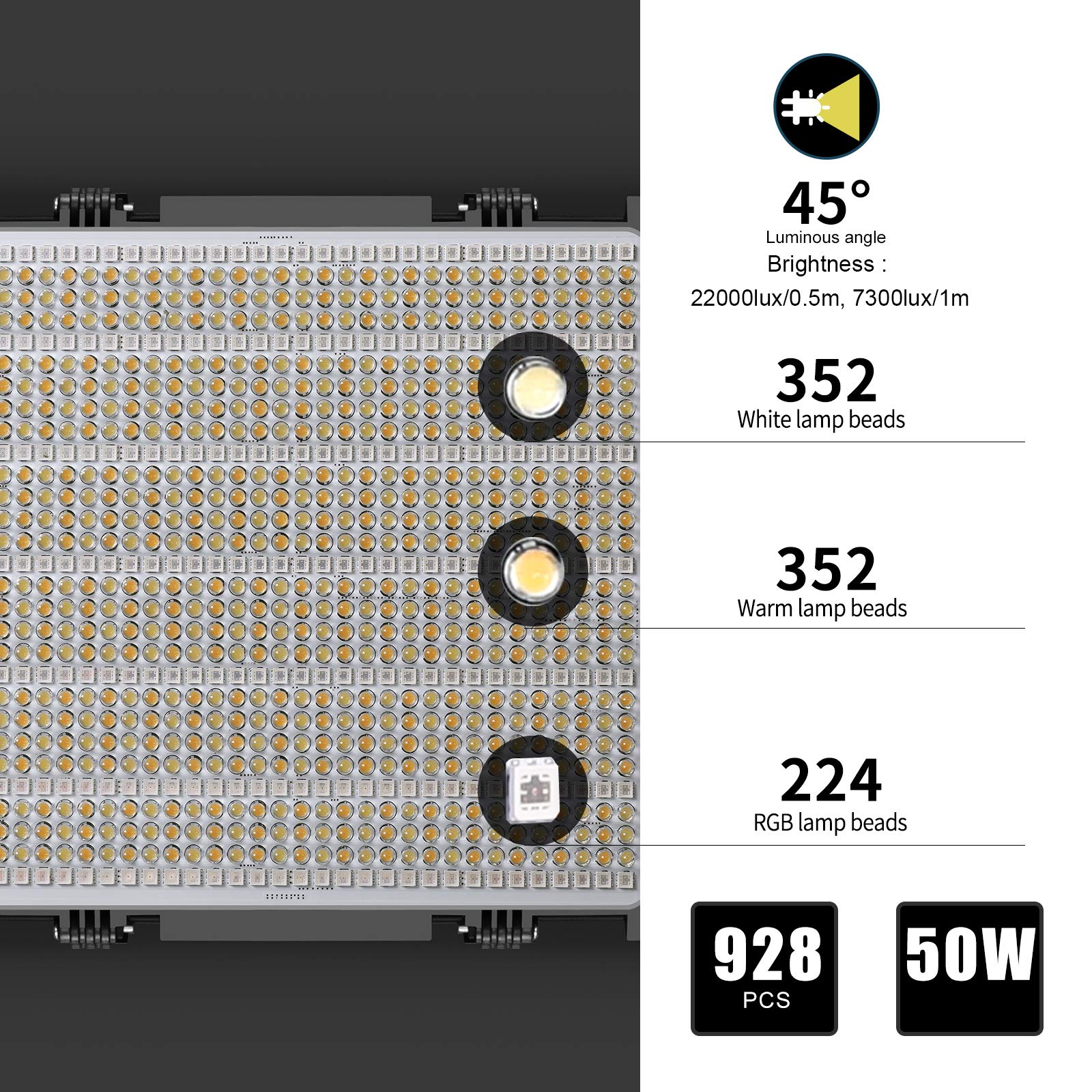 Gvm Rgb Led Video Light, 50W Video Lighting Kit With App Control, 1200D Photography Lighting Kit For Youtube Studio, 3 Packs Led