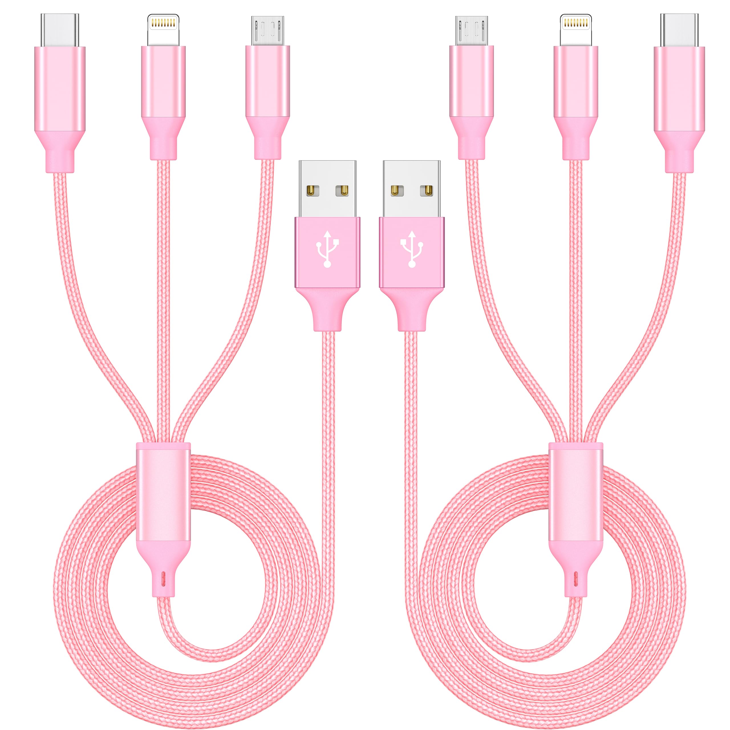 Multiple Charger Cable 4Ft Mfi Certified Iphone Charger Cord Lightning Cable 4Ft 2Pack Apple Charging Cord 3 In 1 Multi Phone Ch