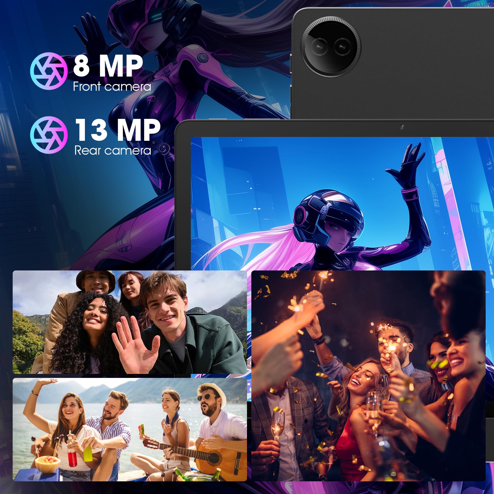 2025 Android 14 New Tablet 11 Inch Tablets For Adults And Kids,Mediatek Octa-Core Hd Isp Display Gray Android Gaming Tablet 12Gb