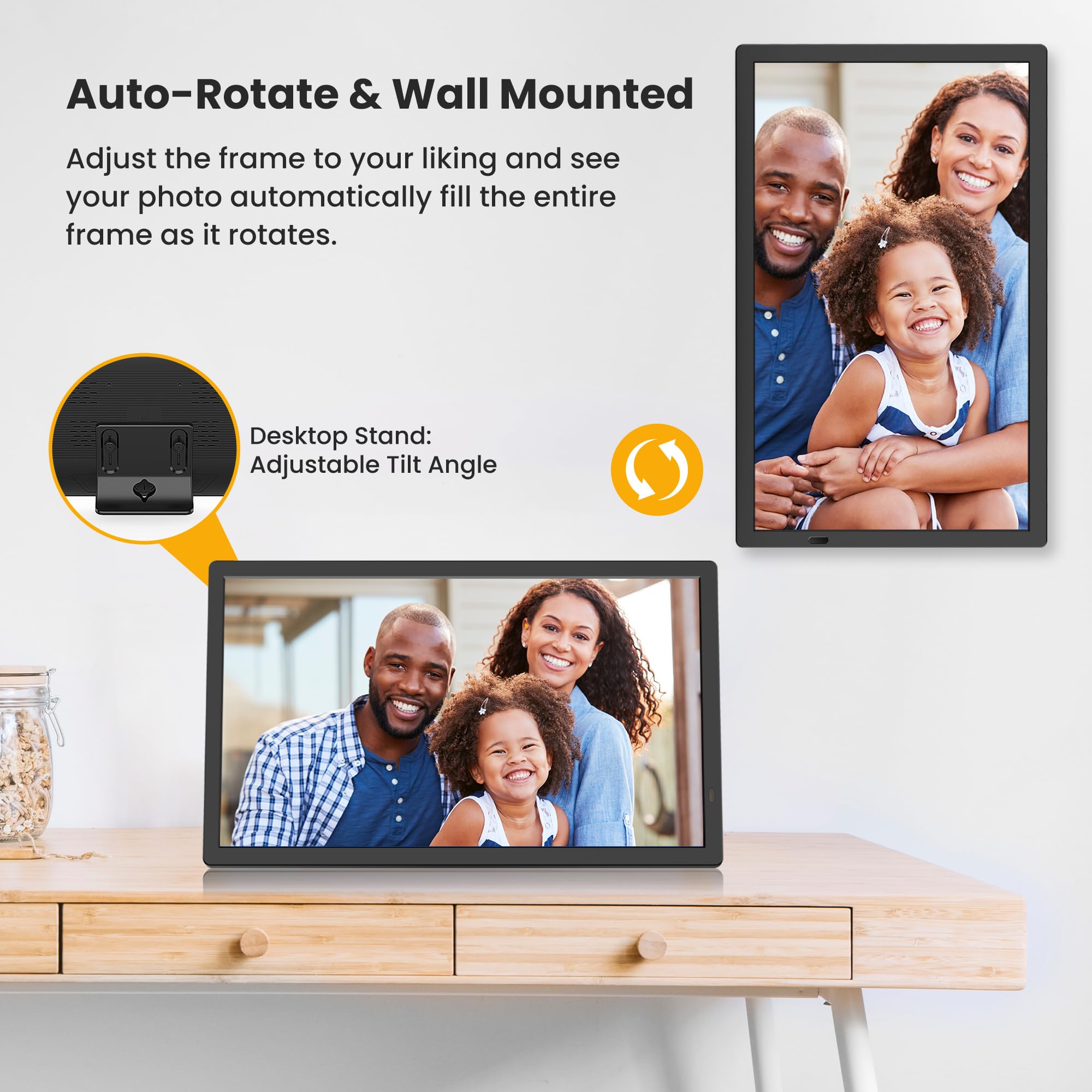 Fangor 21.5'' Large Digital Picture Frame, Wifi Digital Photo Frame 1920X1080 Fhd Ips Display With Remote Control, 32Gb Auto Rot