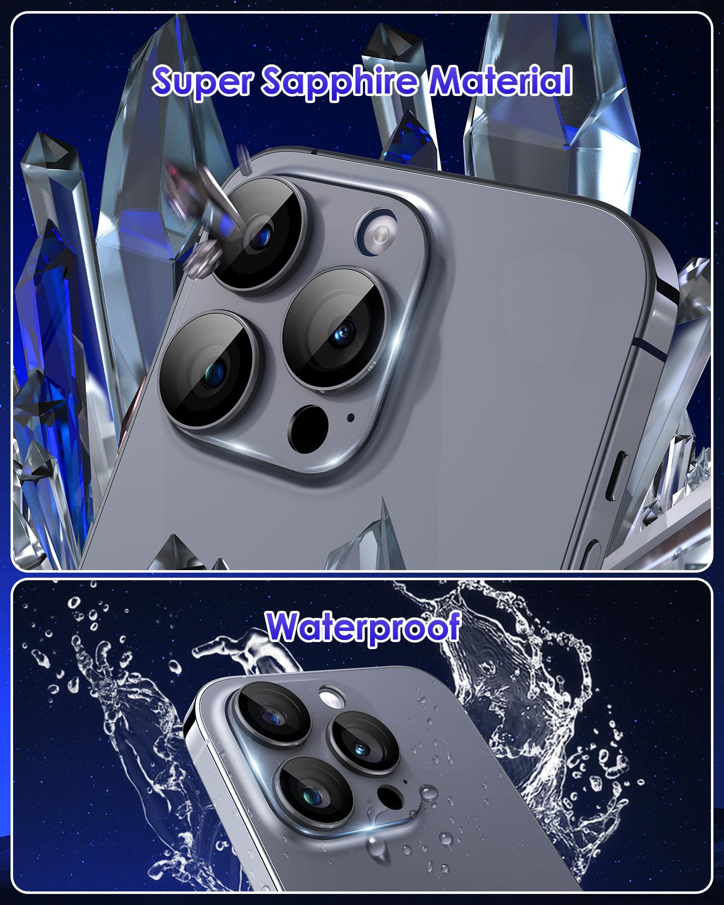 Kanosan For Iphone 16 Pro/Iphone 14 Pro/Iphone 14 Pro Max/Iphone 16 Pro Max Camera Lens Protector [Full Coverage Metal] 9H Tempe