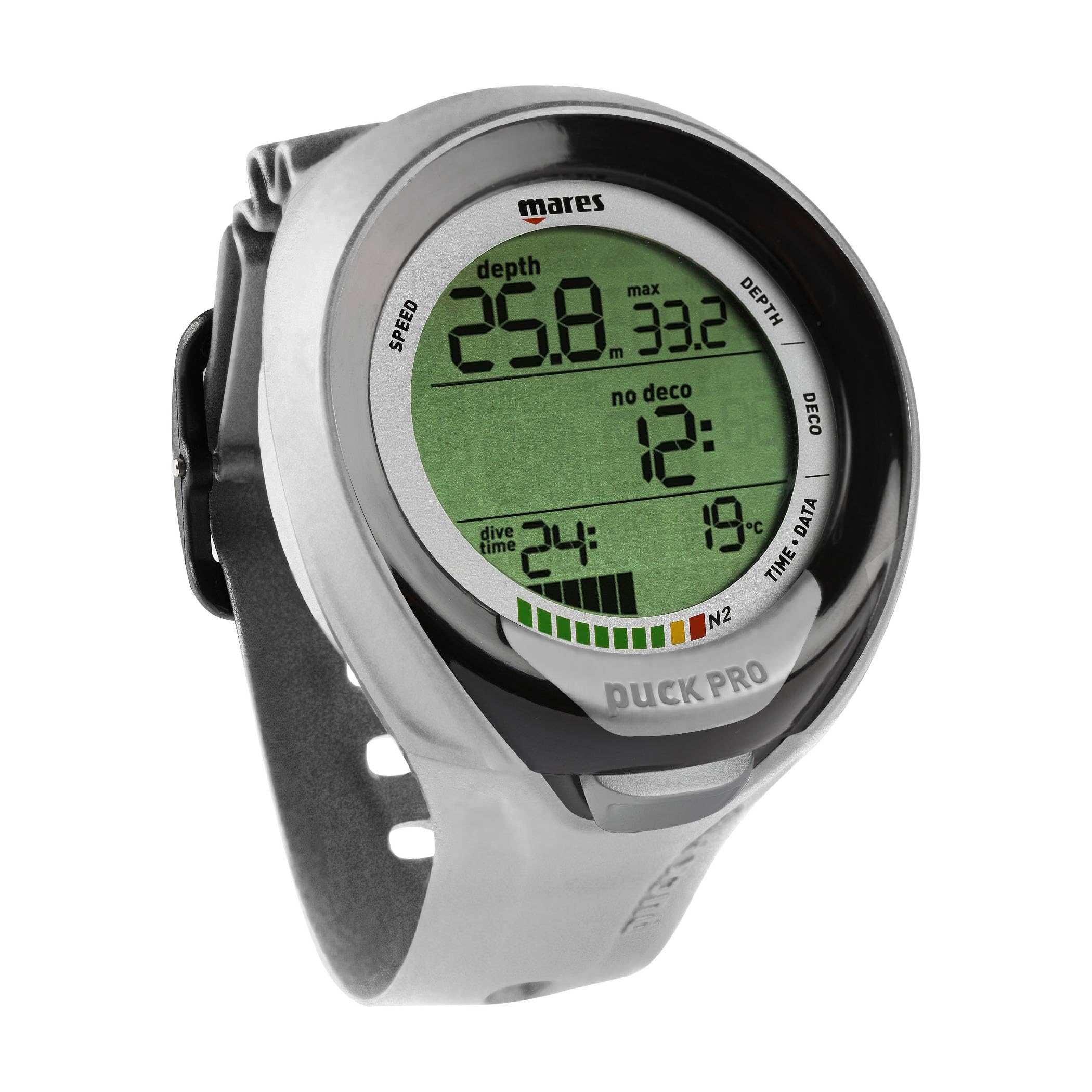 Mares Puck Pro+ Wrist Dive Computer | Ultra Flat Design Watch-Style One Button Control Underwater Scuba Diving Computer, Grey/Bl