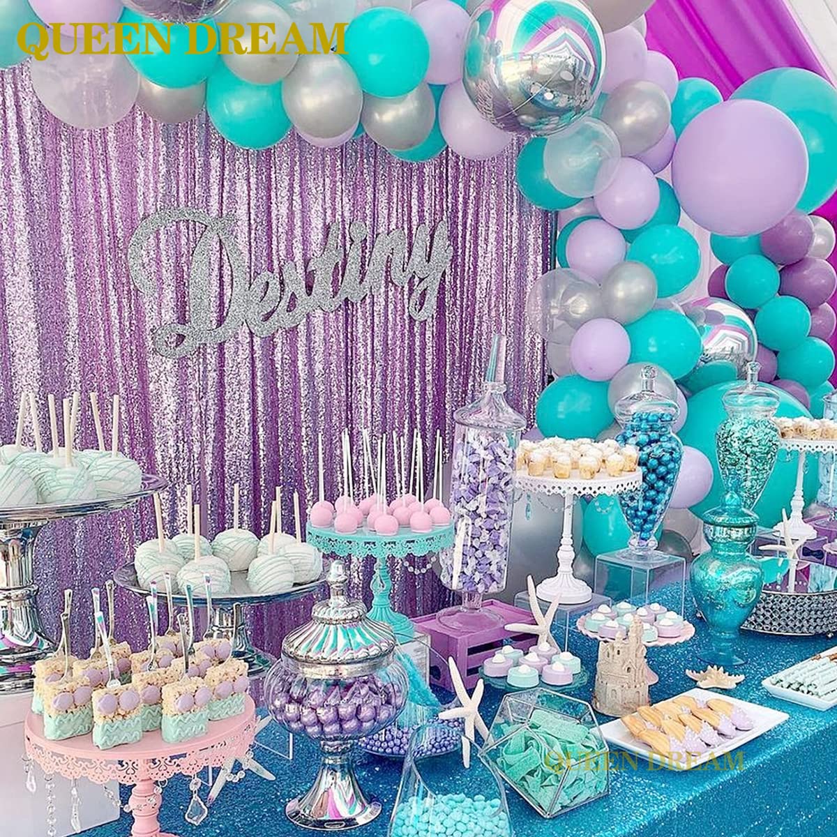 Light Purple Sequin Backdrop Curtains 2 Panels 2Ftx8Ft Photo Backdrop Glitter Birthday Party Curtains