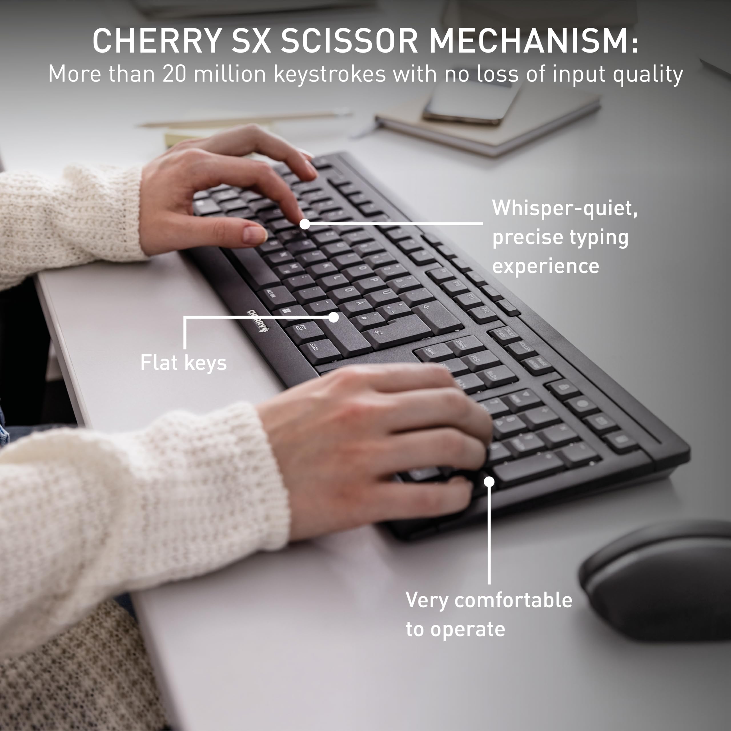 Cherry Stream Desktop   Wireless Keyboard And Mouse Combo   Us Layout   Qwerty Keyboard   Black