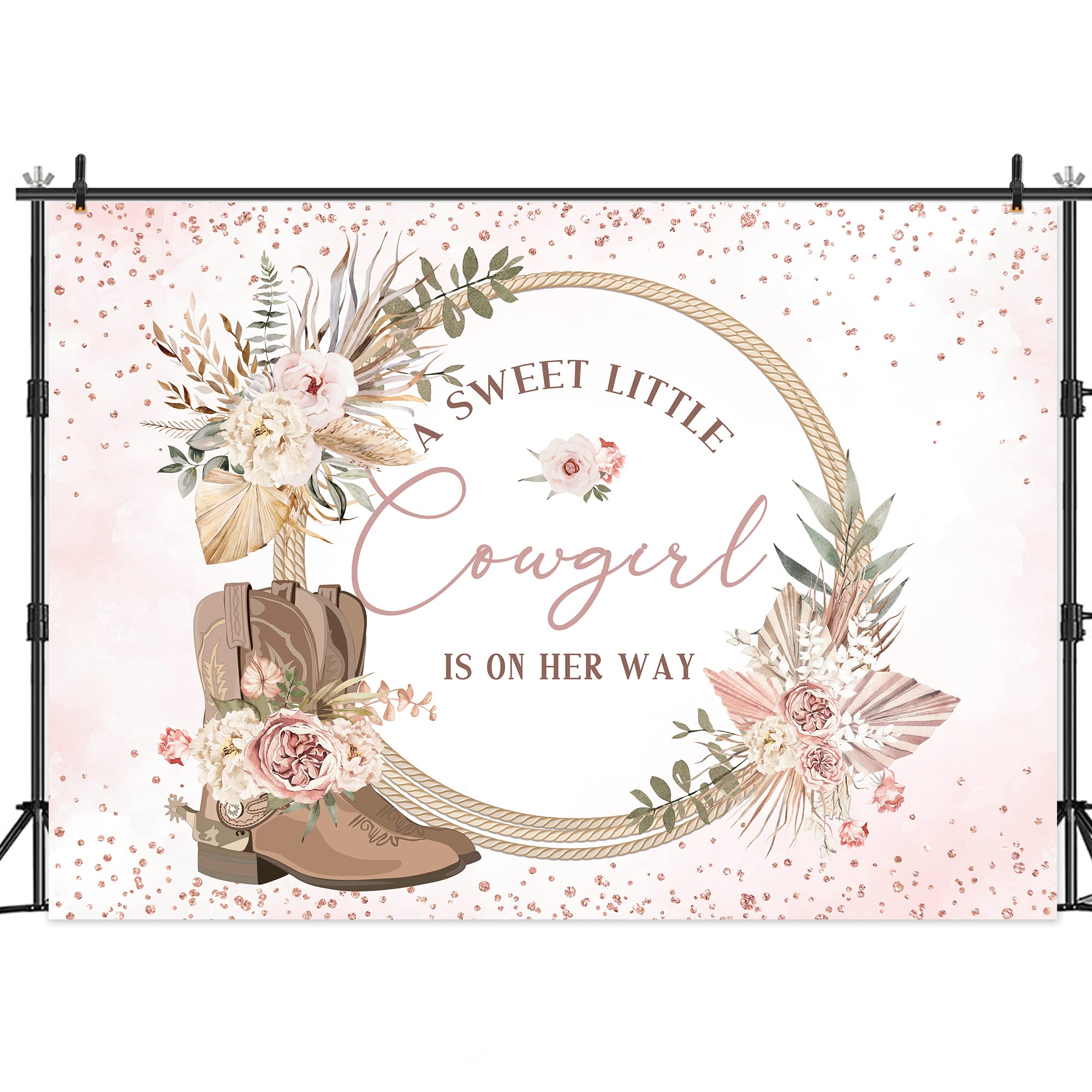 Lightinhome Cowgirl Baby Shower Backdrop 5Wx3H Feet Rustic Boho Floral Pampas Western Country Wild West Farmhouse Girl Baby Show