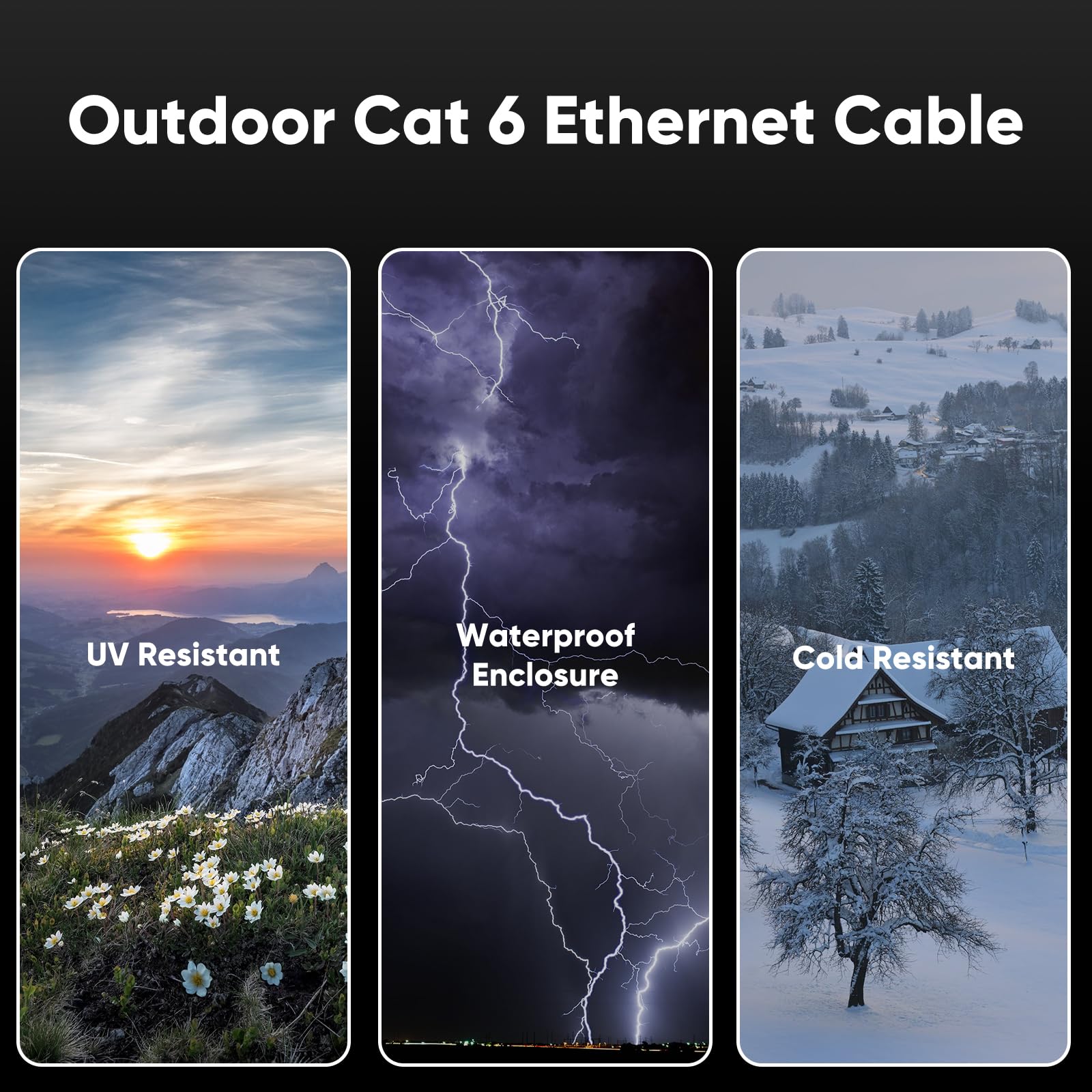 Voietolt Cat 6 Outdoor Ethernet Cable 125 Ft, 24Awg 10Gbps Cat6 Cable Cord Waterproof Direct Burial Lldpe Uv Jacket, Internet Ne