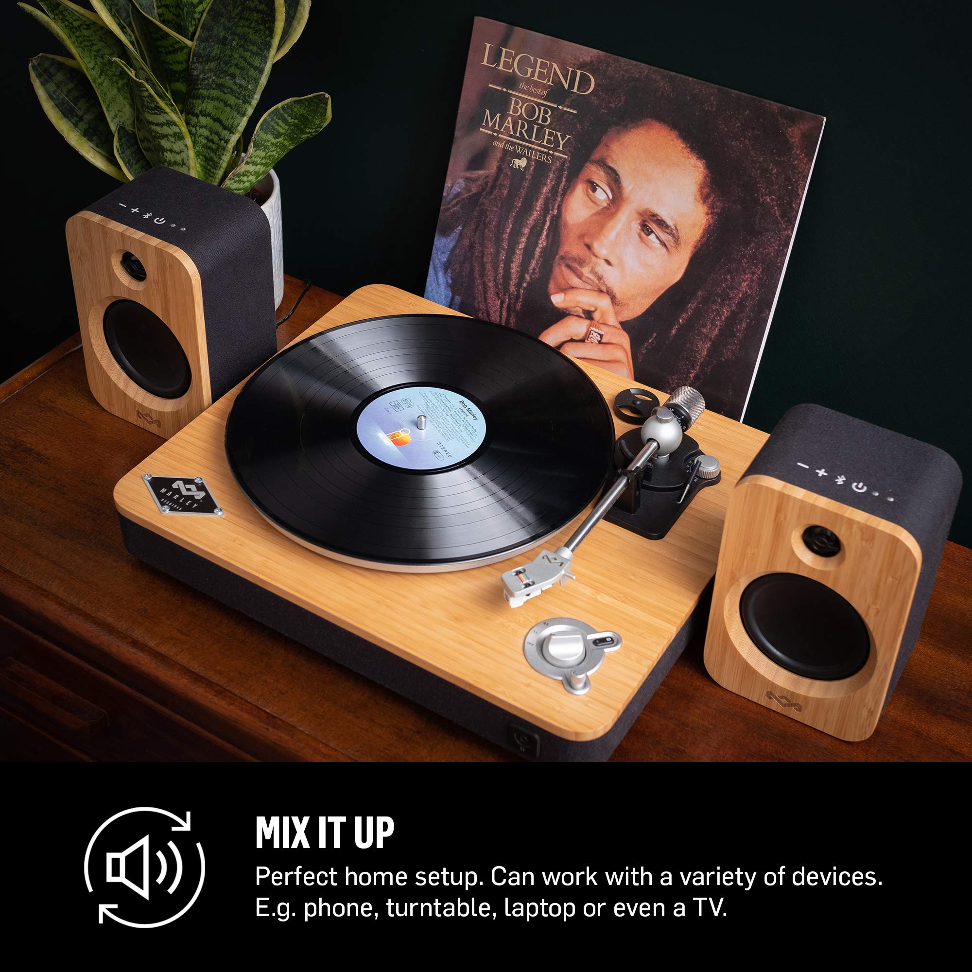 House Of Marley Get Together Duo, Powerful Bookshelf Speakers With Wireless Bluetooth Connectivity And Sustainable Materials