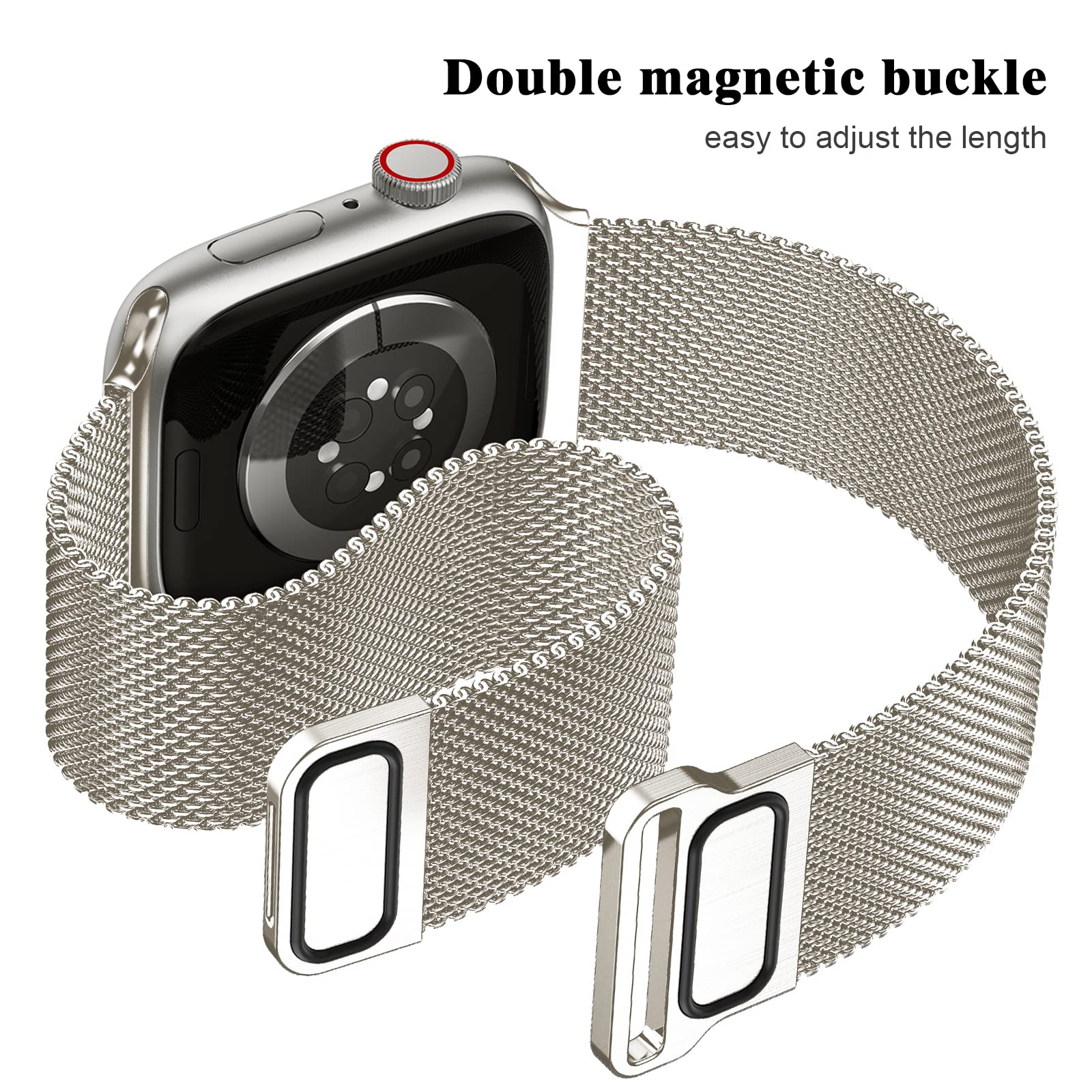 Geoumy Metal Magnetic Bands Compatible For Apple Watch Band 38Mm With Case, Stainless Steel Milanese Mesh Loop Replacement Strap
