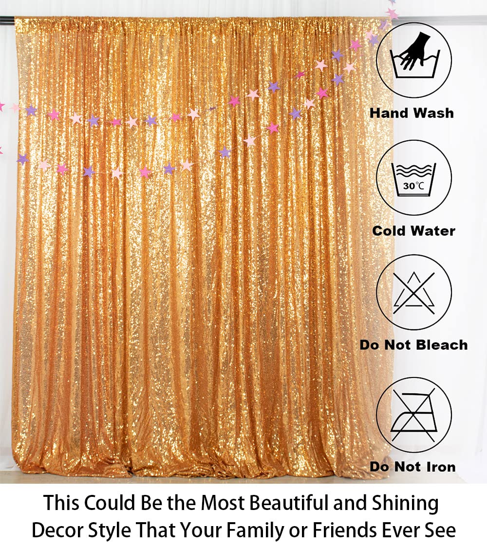 Shidianyi 4Ftx6Ft Gold Sequin Photo Backdrop,Party/Prom Photography Background,Wedding Photo Booth (Gold)