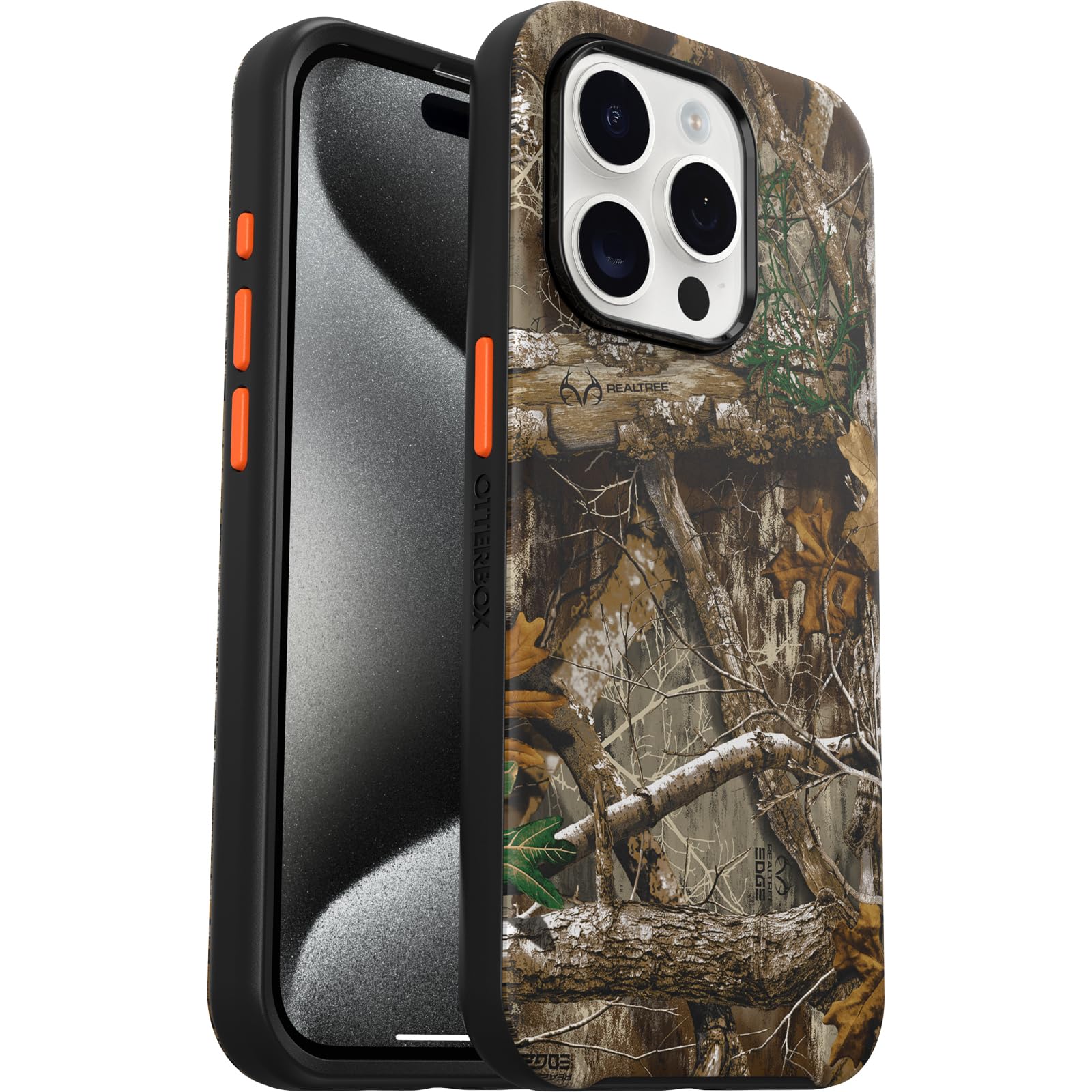 Otterbox Iphone 15 Pro (Only) Symmetry Series Case   Realtree Edge (Orange/Camo), Snaps To Magsafe, Ultra Sleek, Raised Edges Pr
