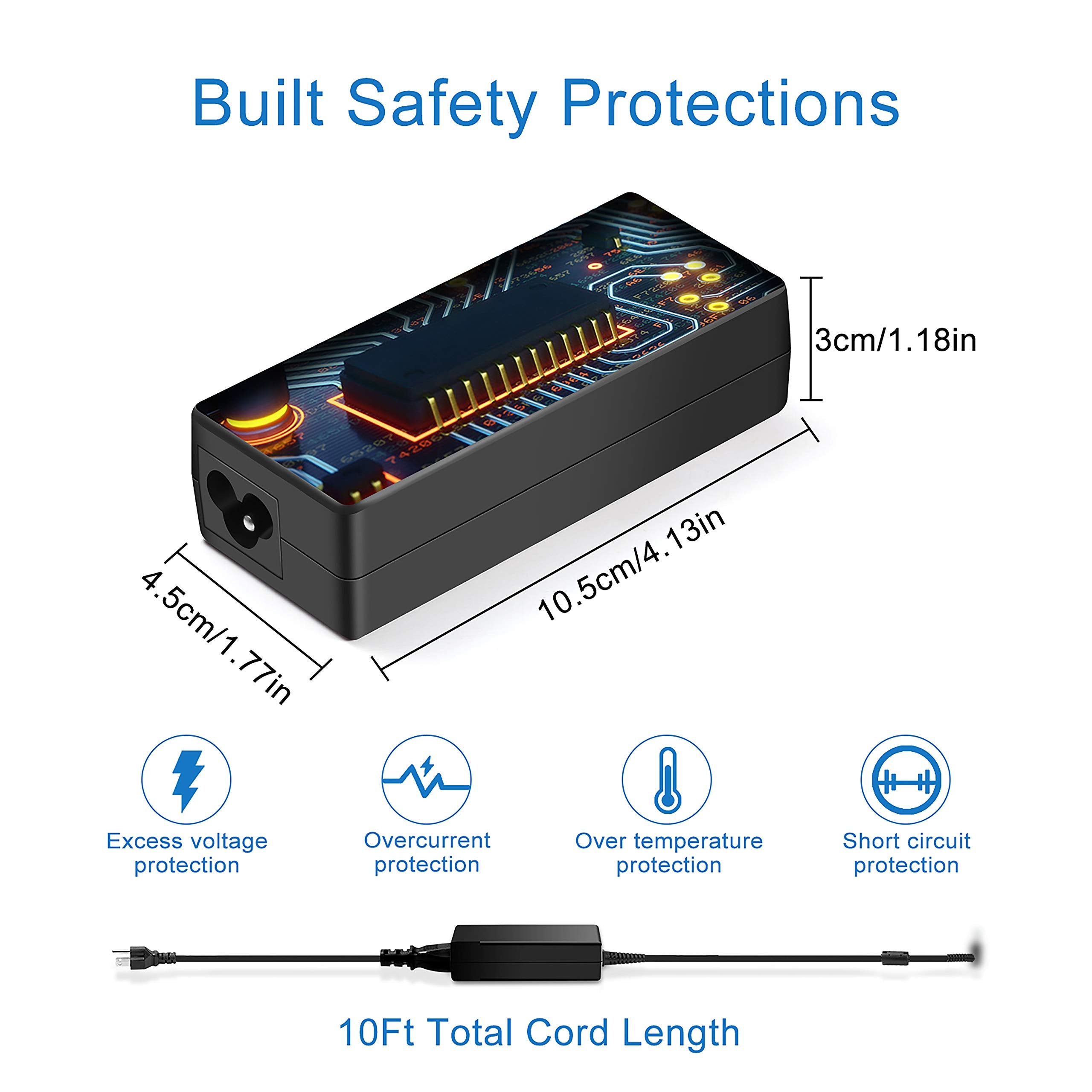 Kircuit 10Ft 19.5V 2.31A 45W Ac Adapter For Hp Eac 31213 R35737 Nsw26097 Laptop Power Supply Od: 4.5Mm Blue Plug Tip
